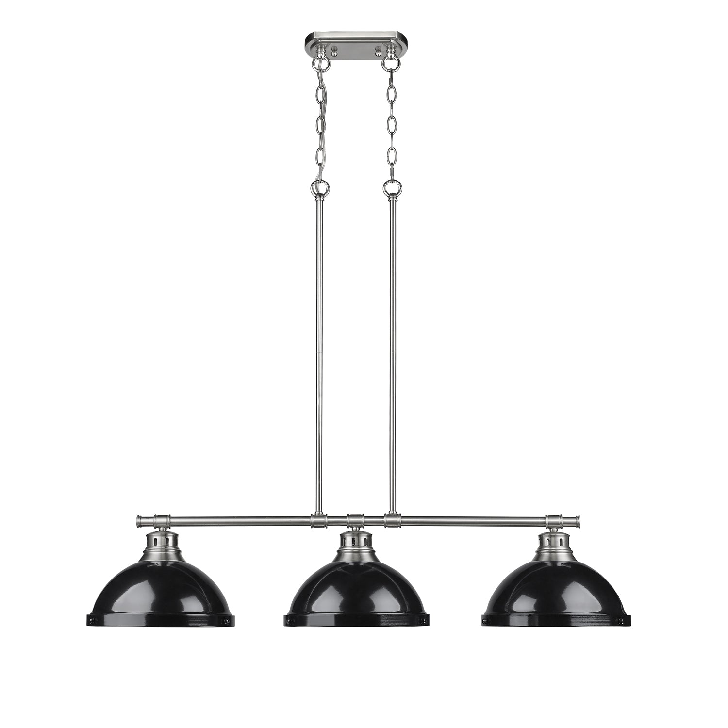 Duncan Small Pendant with Rod in Chrome with Matte Navy - - Golden Lighting