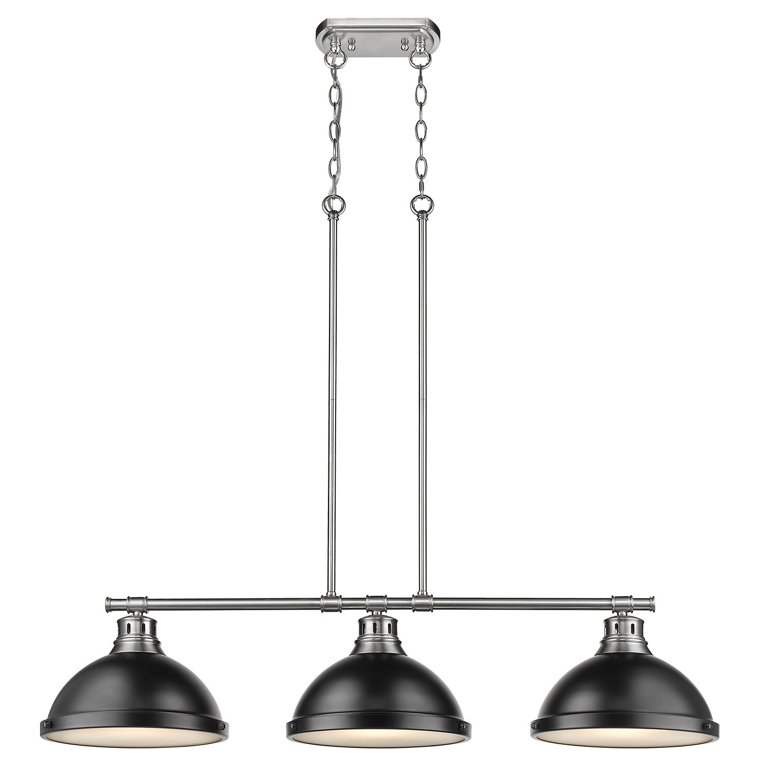 Duncan Small Pendant with Rod in Chrome with Rubbed Bronze - Default Title - Golden Lighting