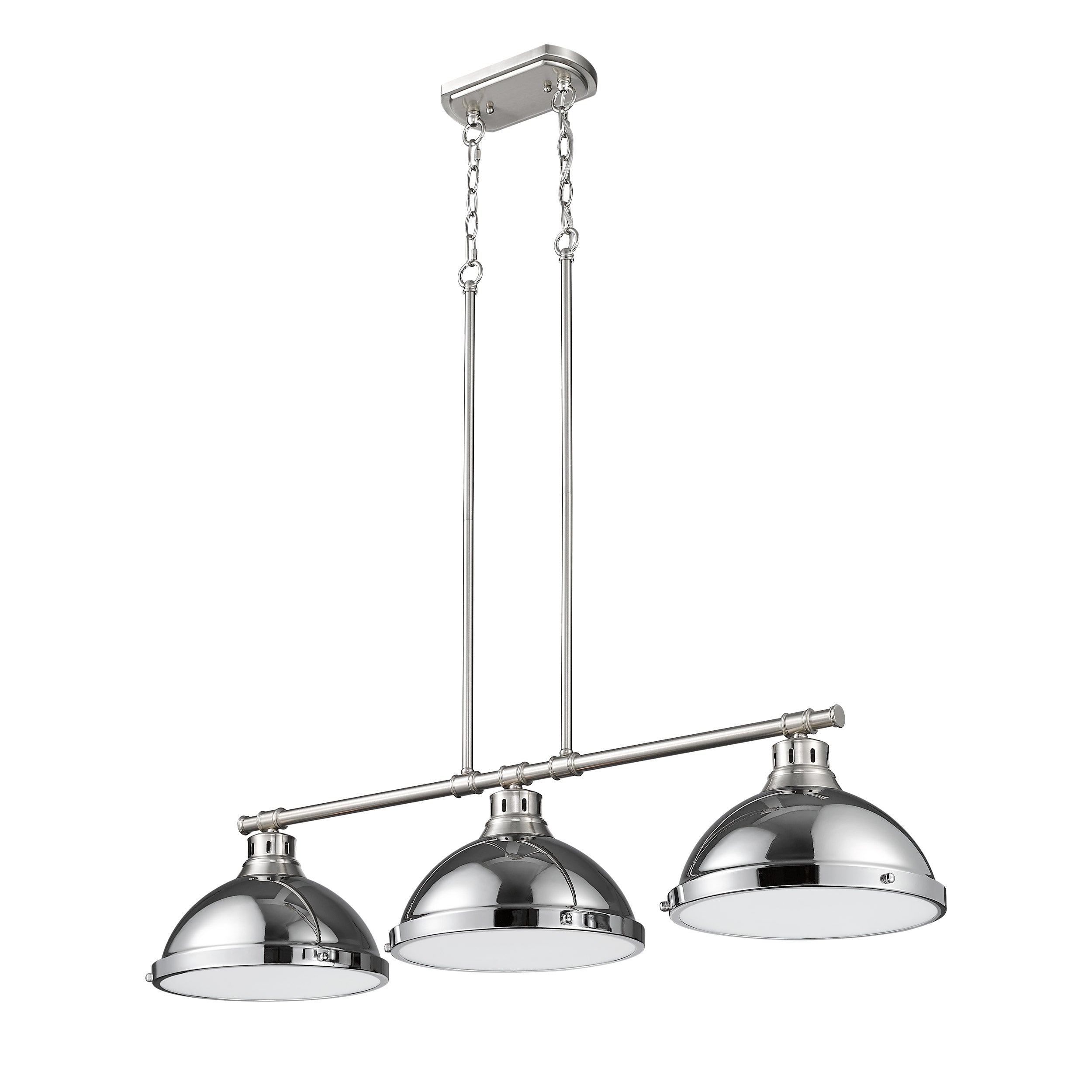 Yep by Golden Lighting Duncan 3-light Island Light in Pewter and Chrome shade - - Golden Lighting