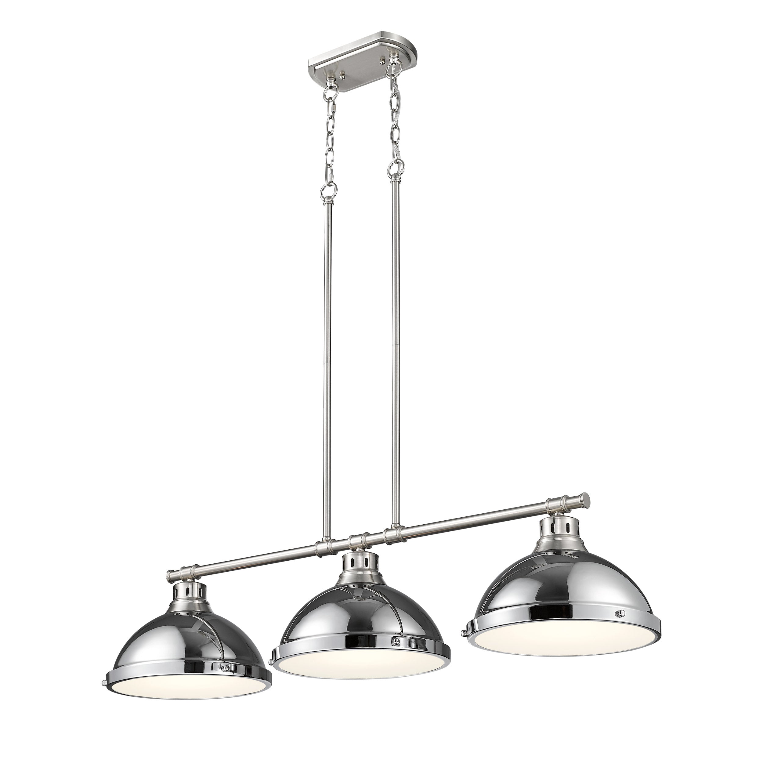 Duncan Small Pendant with Rod in Chrome with Matte White - Default Title - Golden Lighting