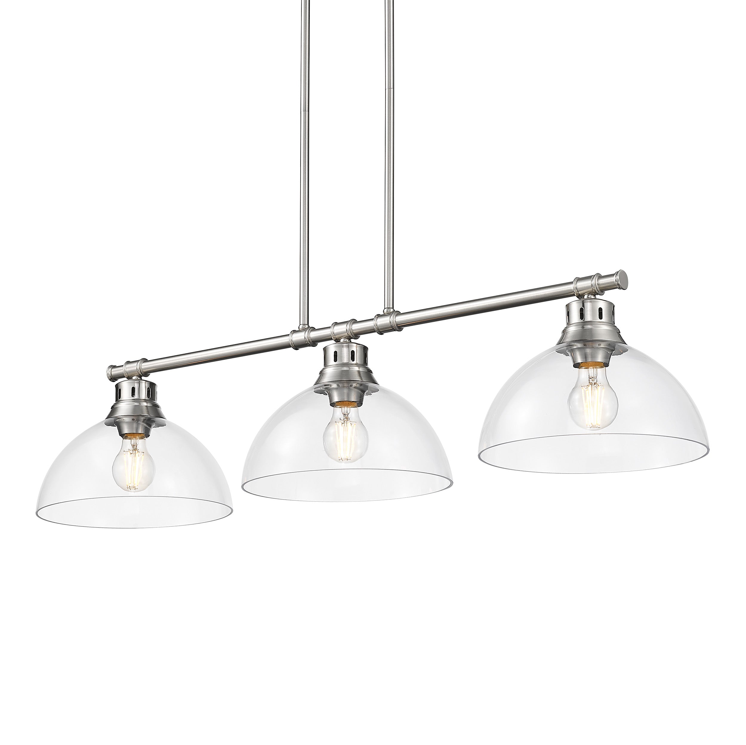 Yep by Golden Lighting Duncan 3-light Island Light in Pewter and Clear Glass - - Golden Lighting
