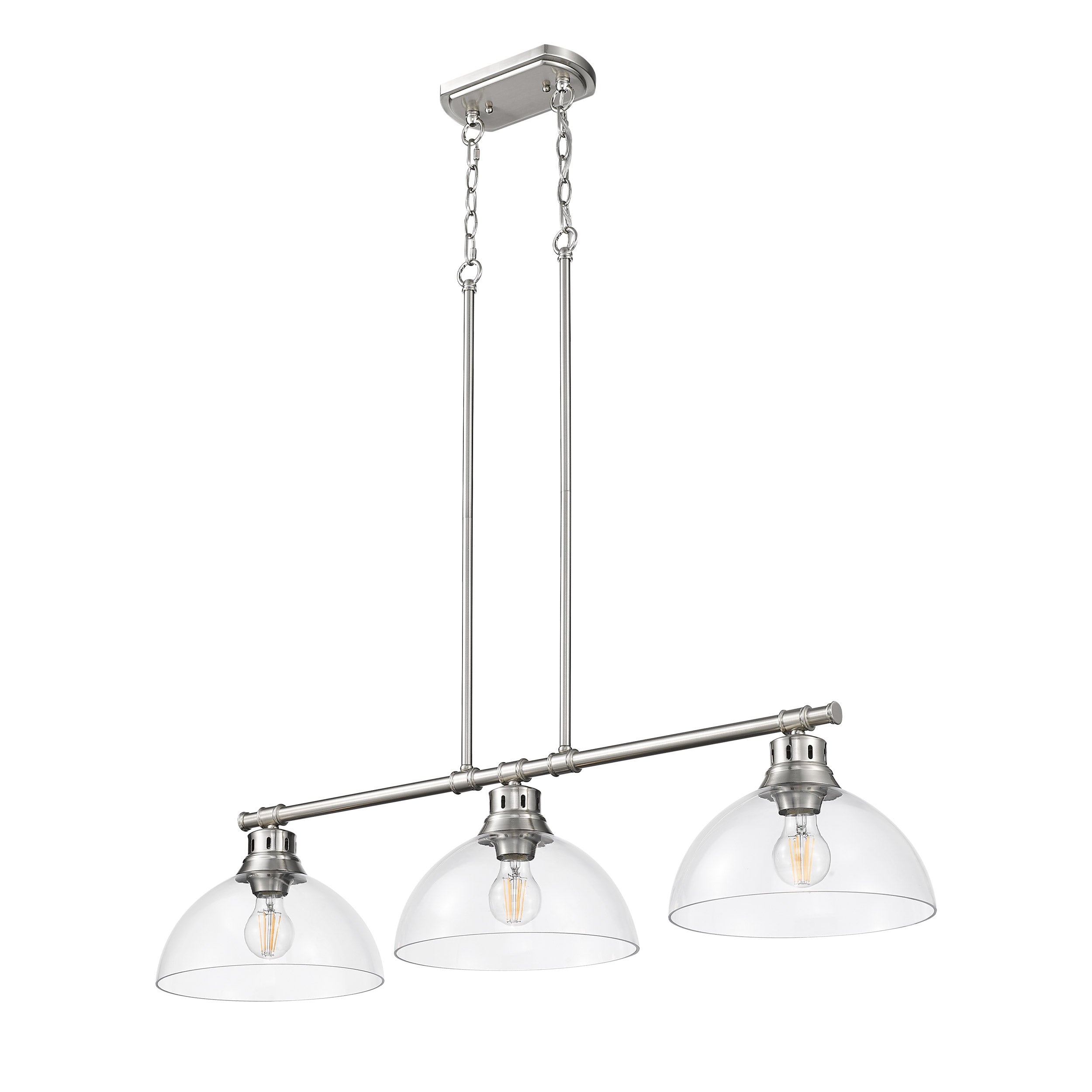 Duncan 3-Light Linear Pendant in Pewter with Clear Glass - Default Title - Golden Lighting