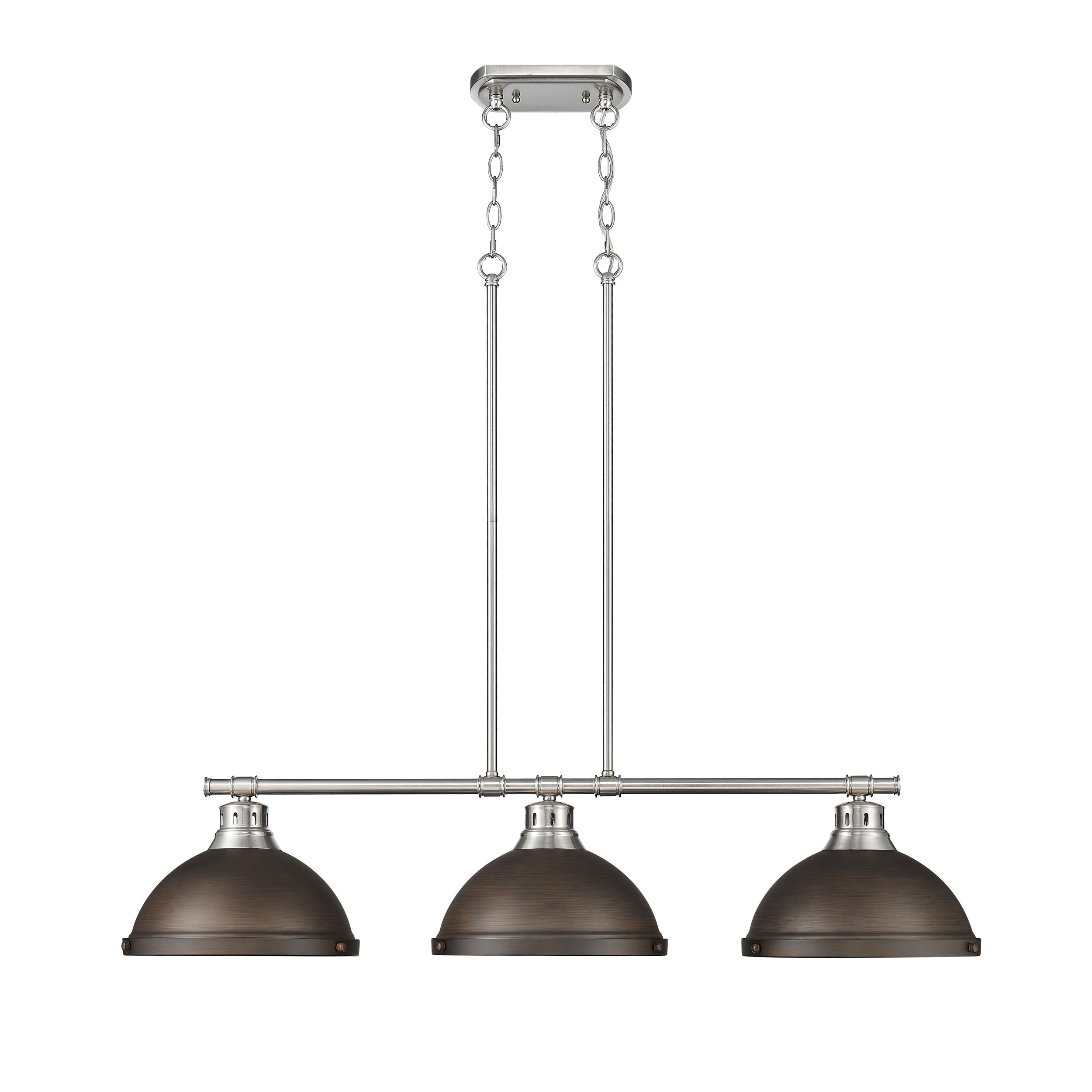 Yep by Golden Lighting Duncan 3-light Island Light in Pewter and Rubbed Bronze shade - - Golden Lighting