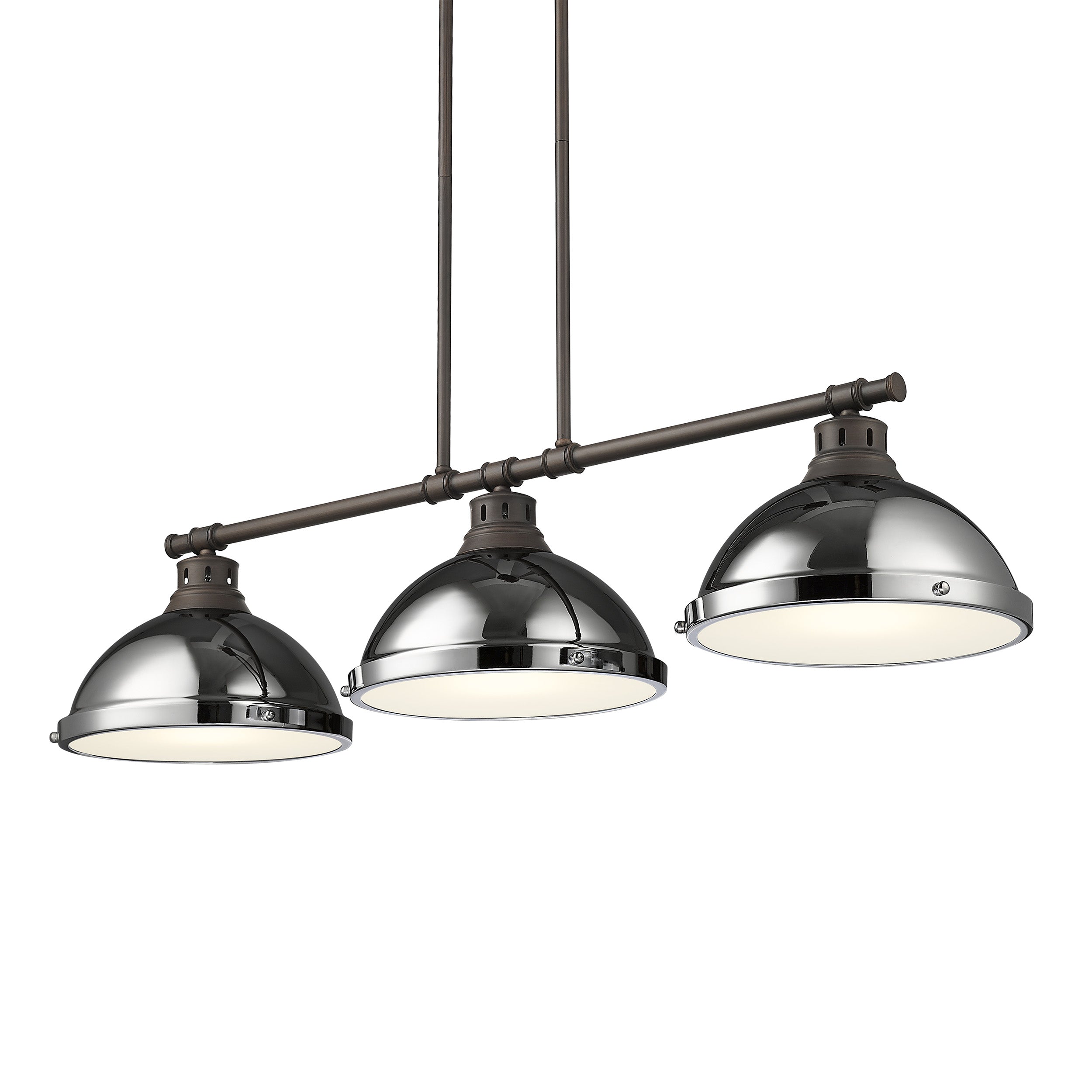 Yep by Golden Lighting Duncan 3-light Island Light in Rubbed Bronze and Chrome shade