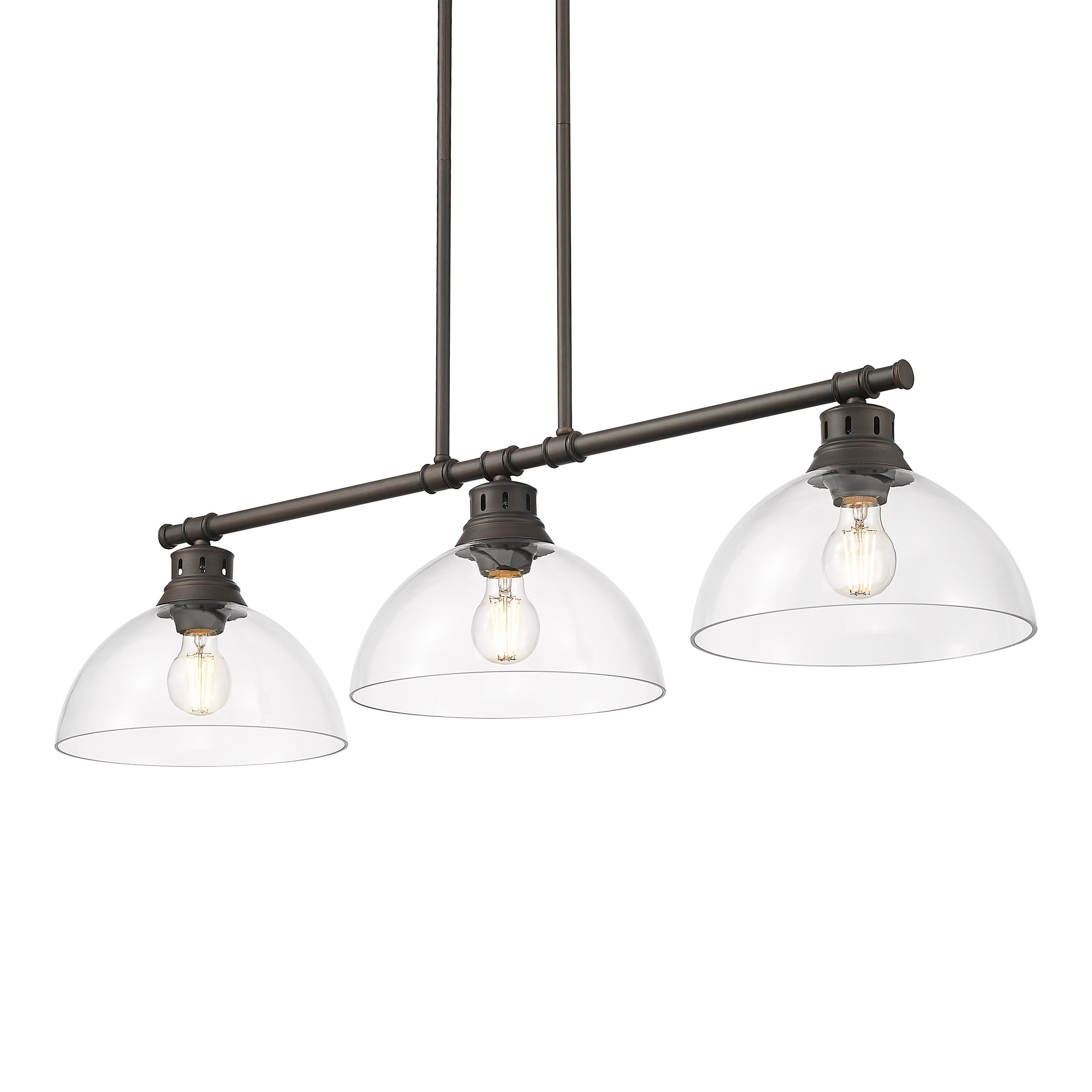 Yep by Golden Lighting Duncan 3-light Island Light in Rubbed Bronze and Clear Glass