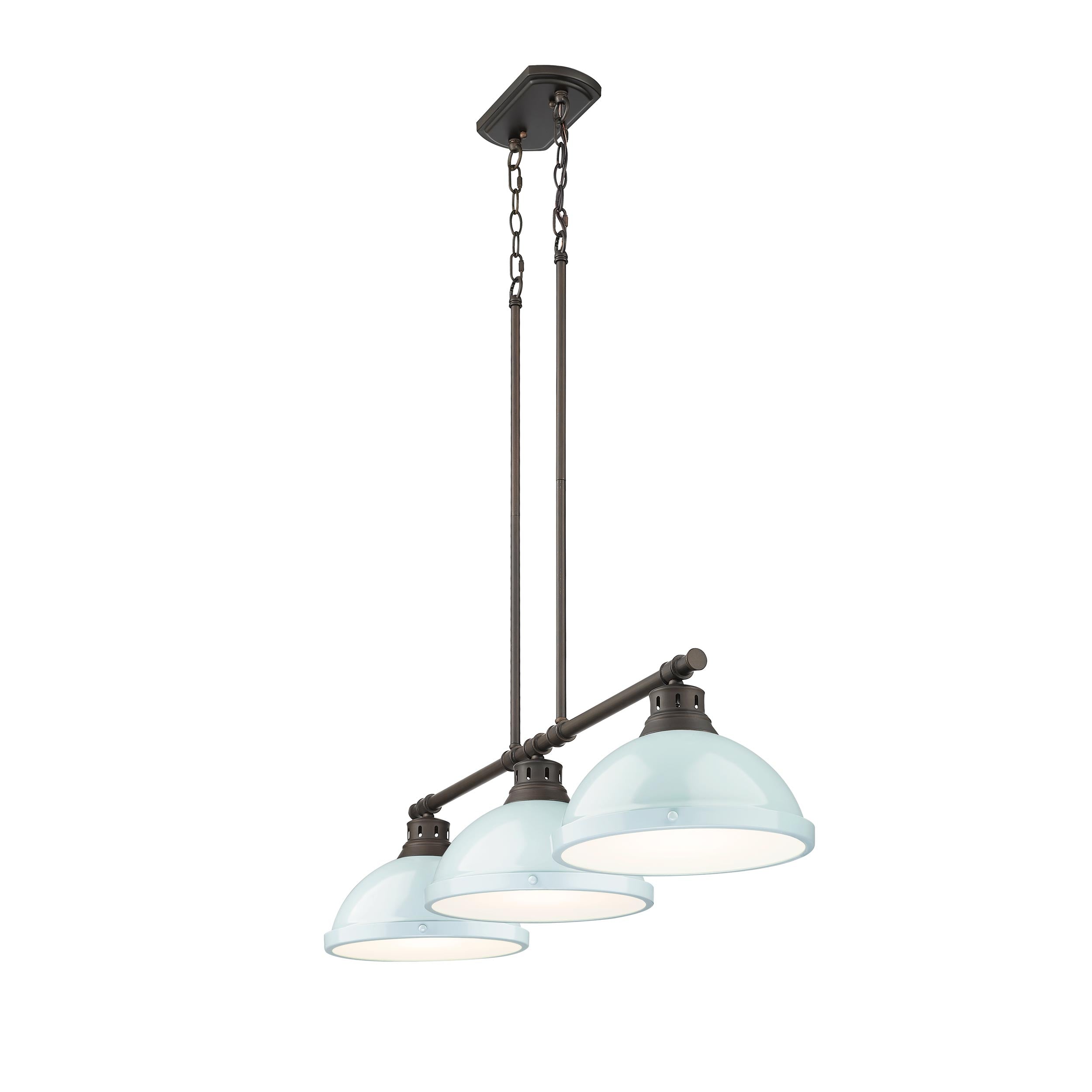 Yep by Golden Lighting Duncan 3-light Island Light in Rubbed Bronze and Seafoam shade