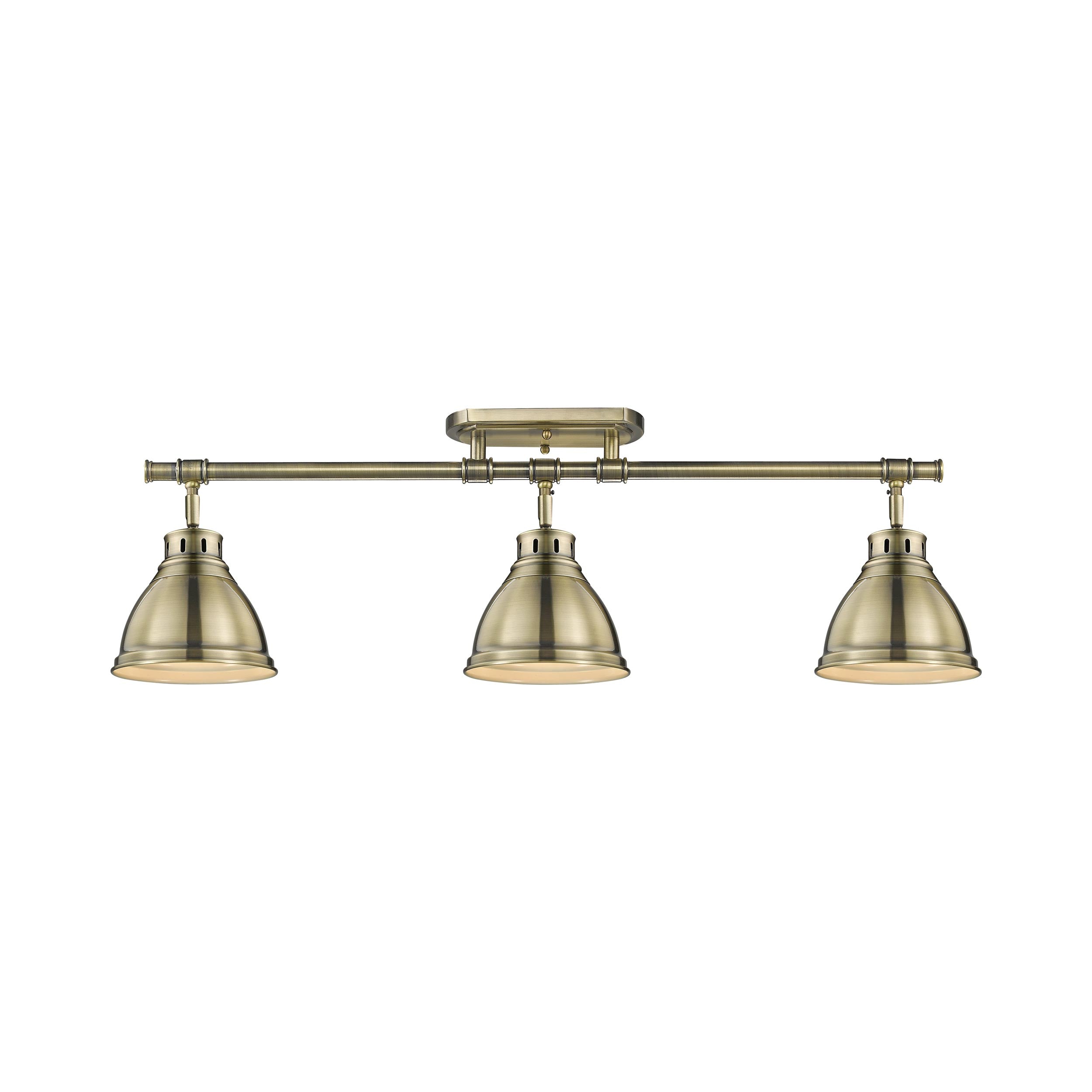 Yep by Golden Lighting Duncan 3-light Semi-Flush Mount in Aged Brass - - Golden Lighting
