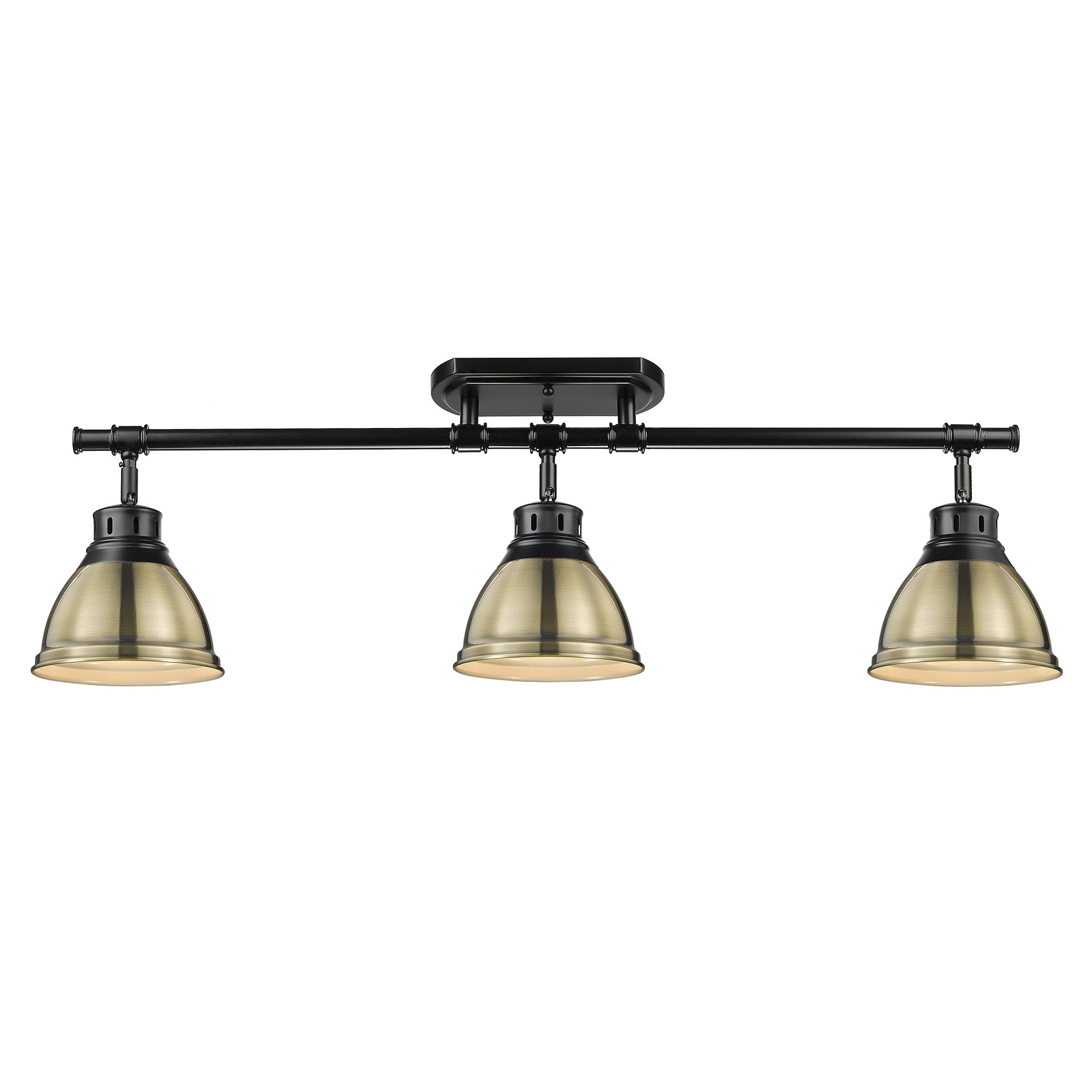 Yep by Golden Lighting Duncan 3-light Semi-Flush Mount in Matte Black and Aged Brass shade - - Golden Lighting