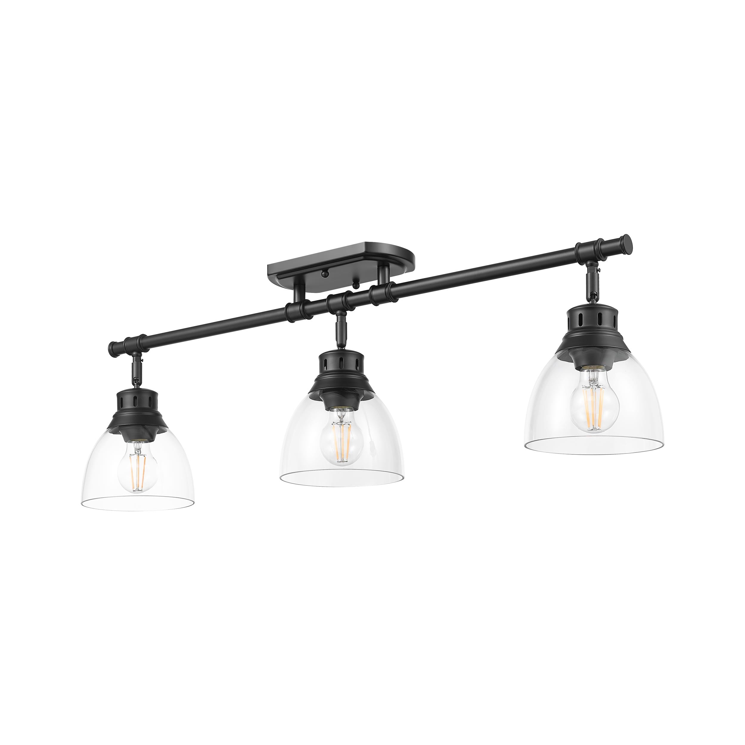Yep by Golden Lighting Duncan 3-light Semi-Flush Mount in Matte Black and Clear Glass - - Golden Lighting