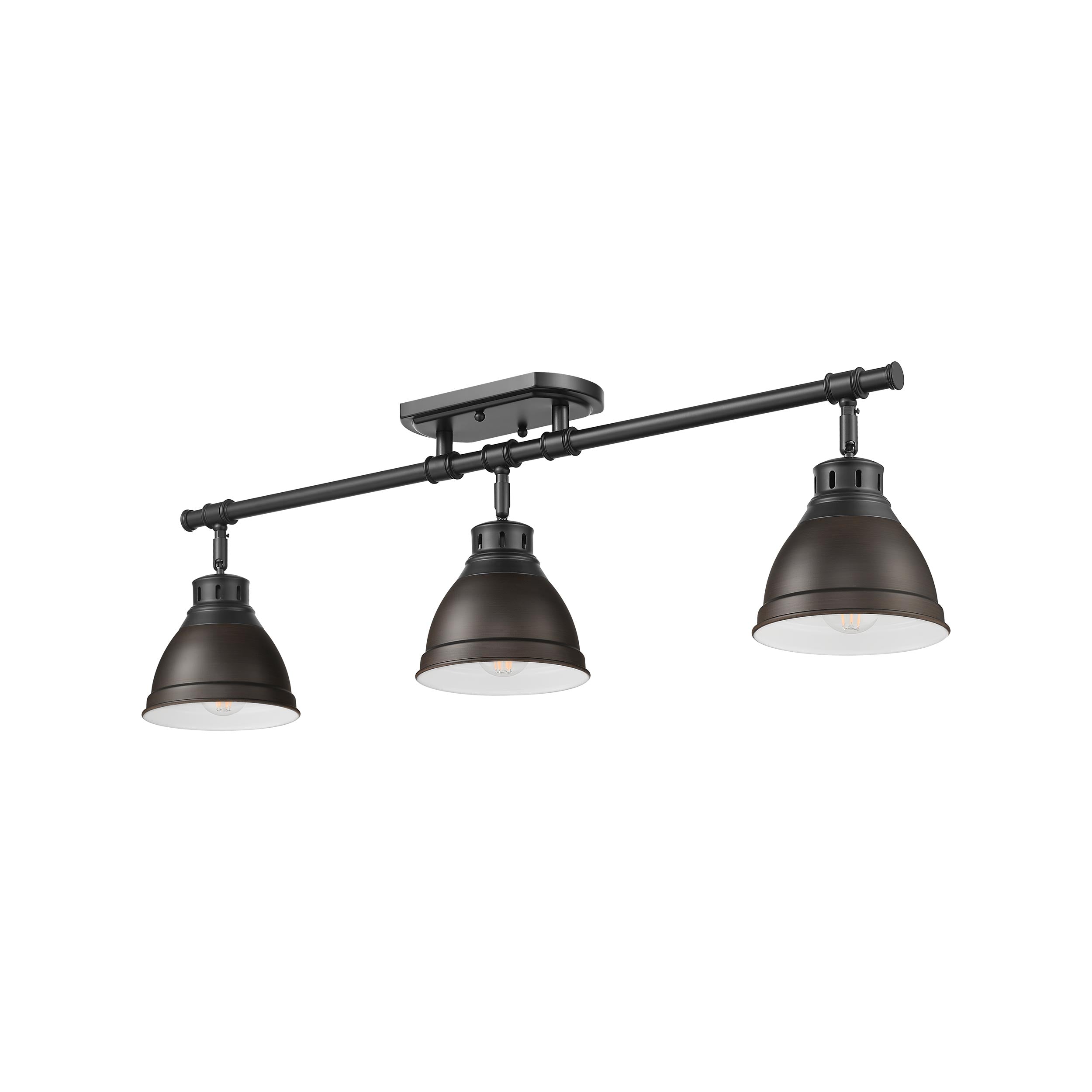 Yep by Golden Lighting Duncan 3-light Semi-Flush Mount in Matte Black and Rubbed Bronze shade - - Golden Lighting