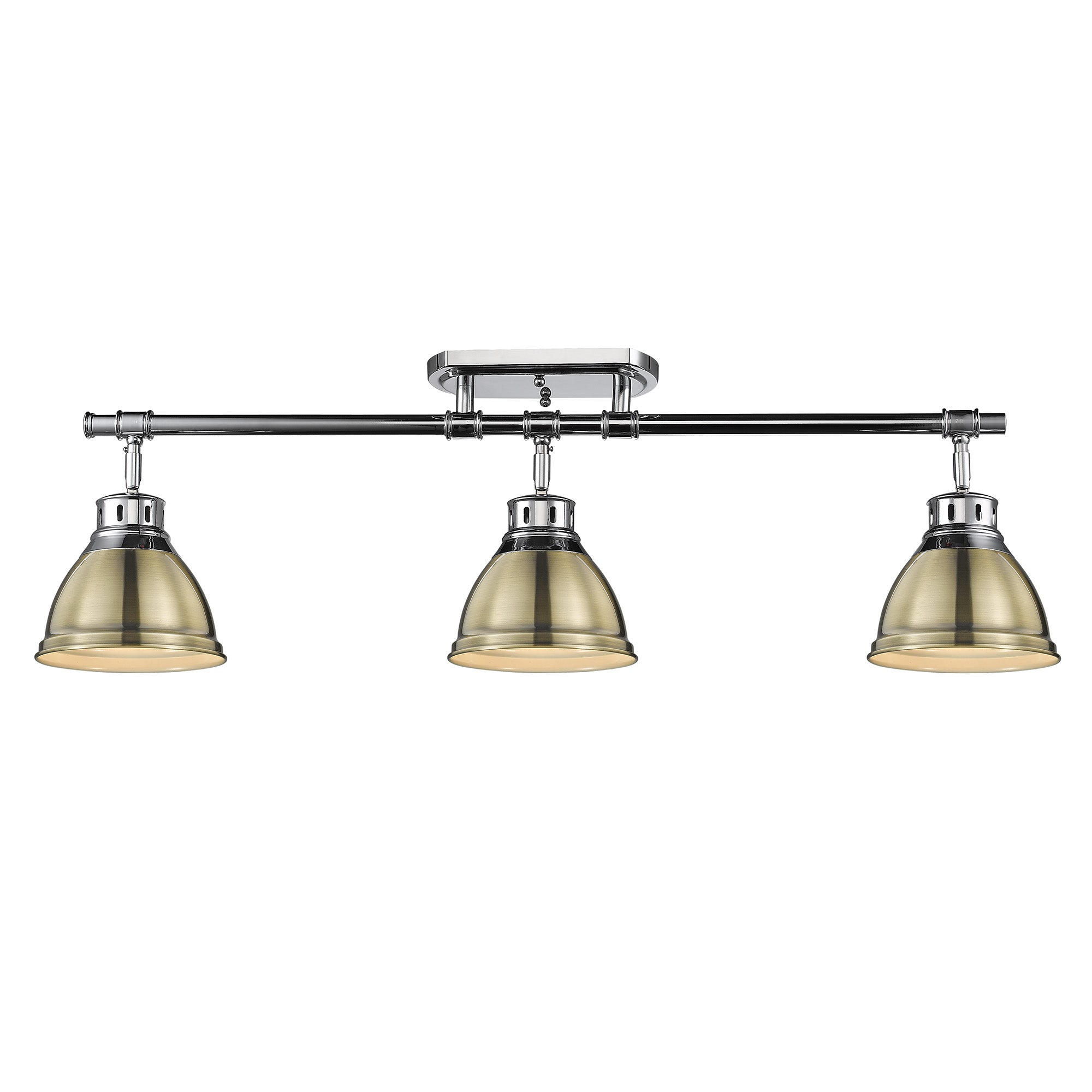 Yep by Golden Lighting Duncan 3-light Semi-Flush Mount in Chrome and Aged Brass shade - - Golden Lighting