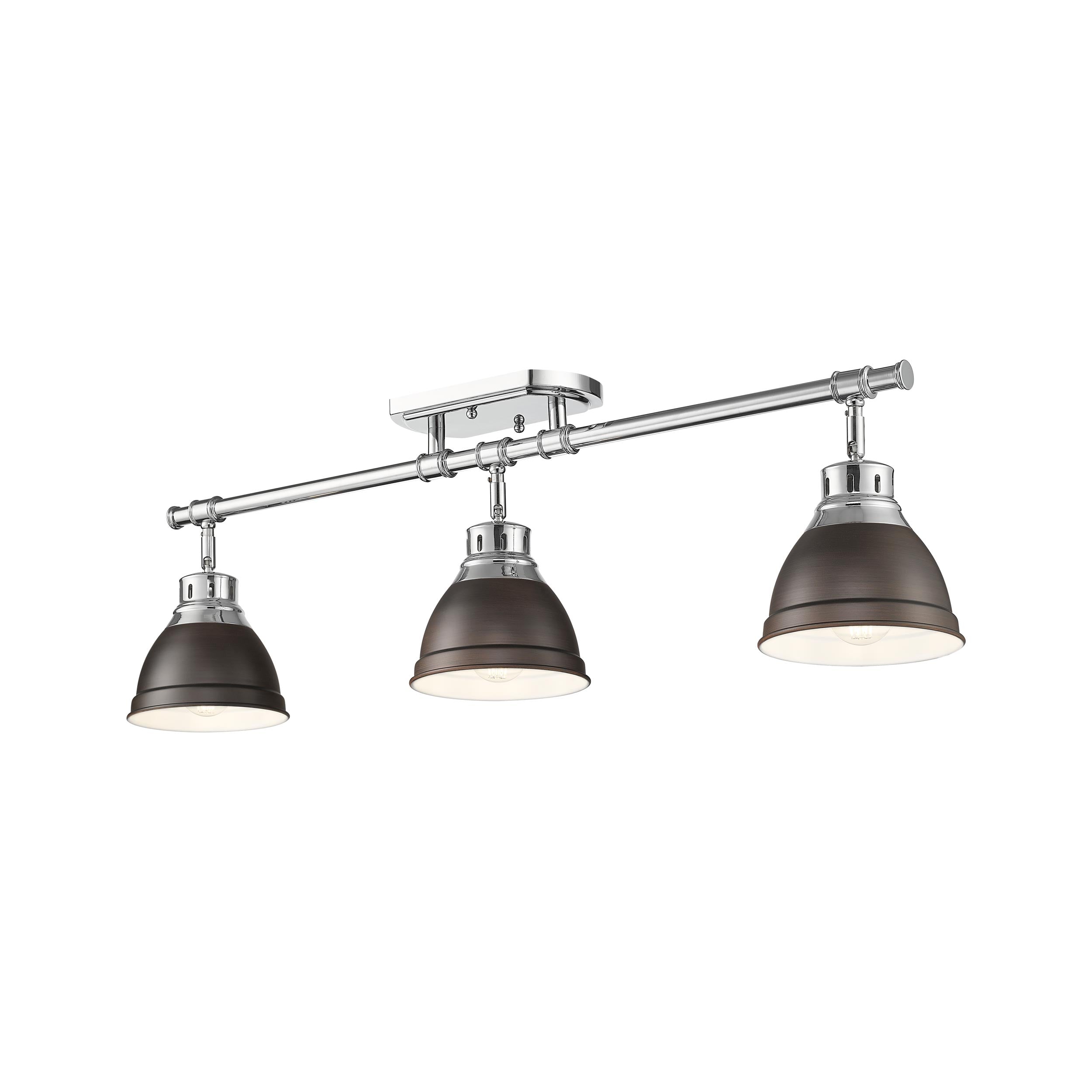 Yep by Golden Lighting Duncan 3-light Semi-Flush Mount in Chrome and Rubbed Bronze shade - - Golden Lighting