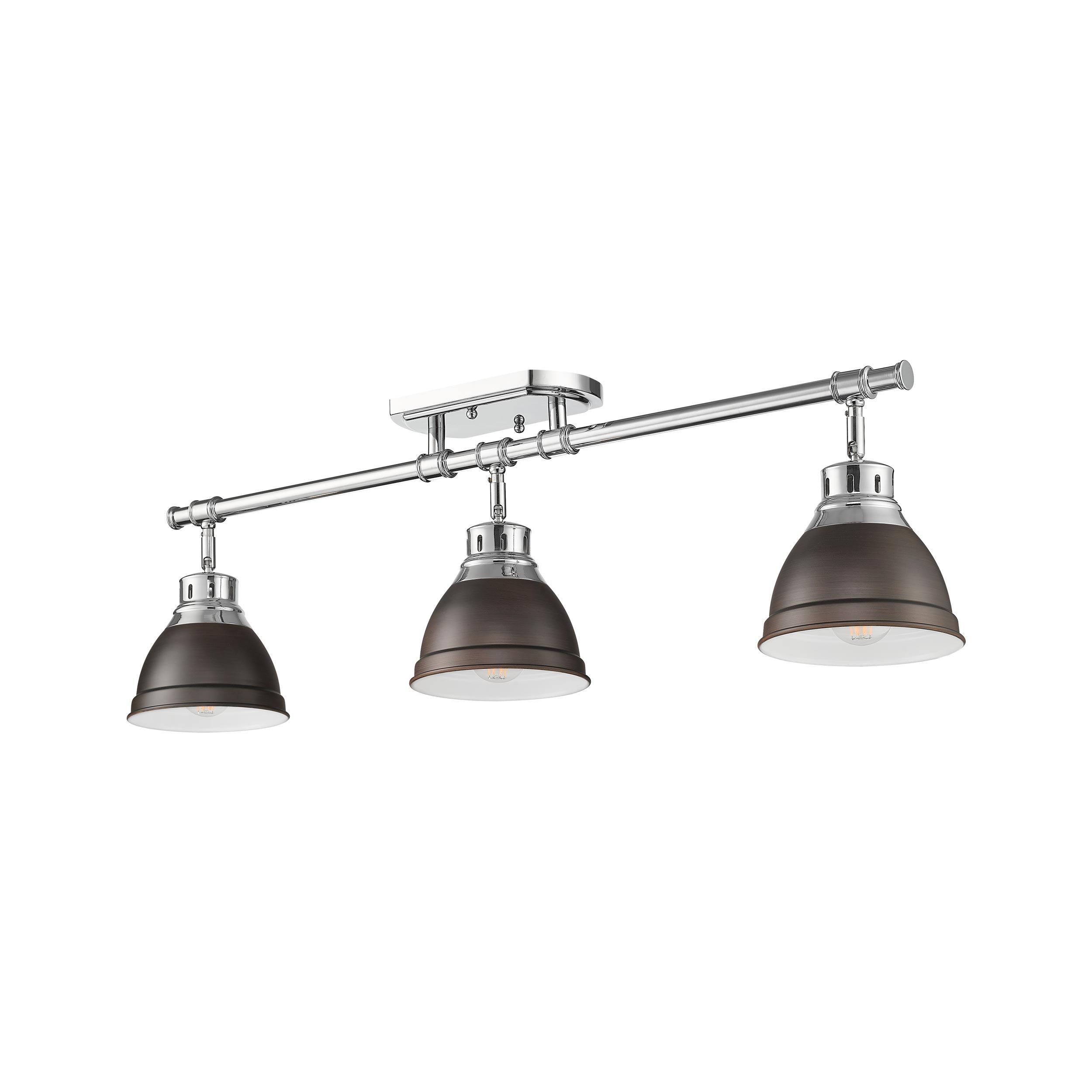 Yep by Golden Lighting Duncan 3-light Semi-Flush Mount in Chrome and Rubbed Bronze shade - - Golden Lighting