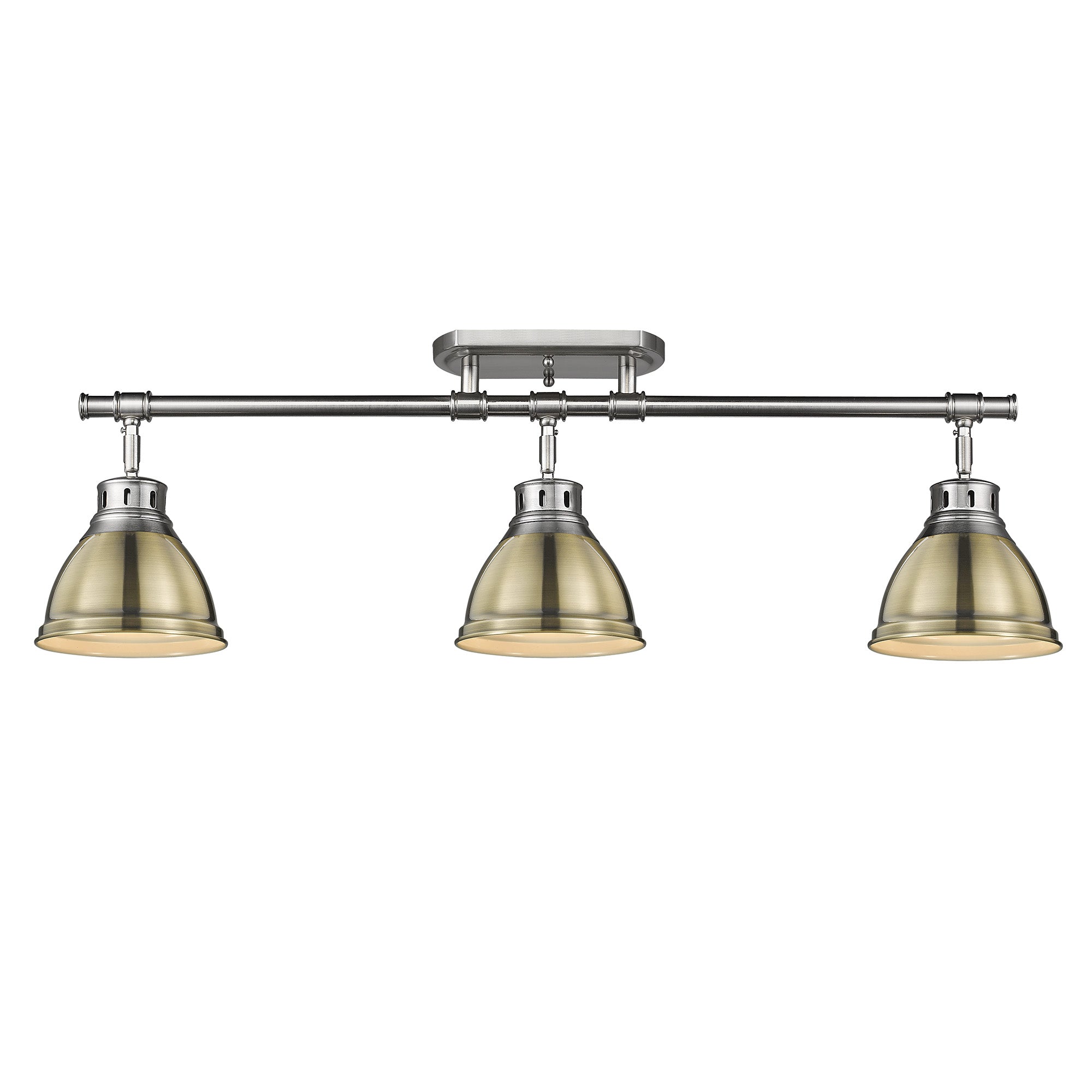Yep by Golden Lighting Duncan 3-light Semi-Flush Mount in Pewter and Aged Brass shade - - Golden Lighting
