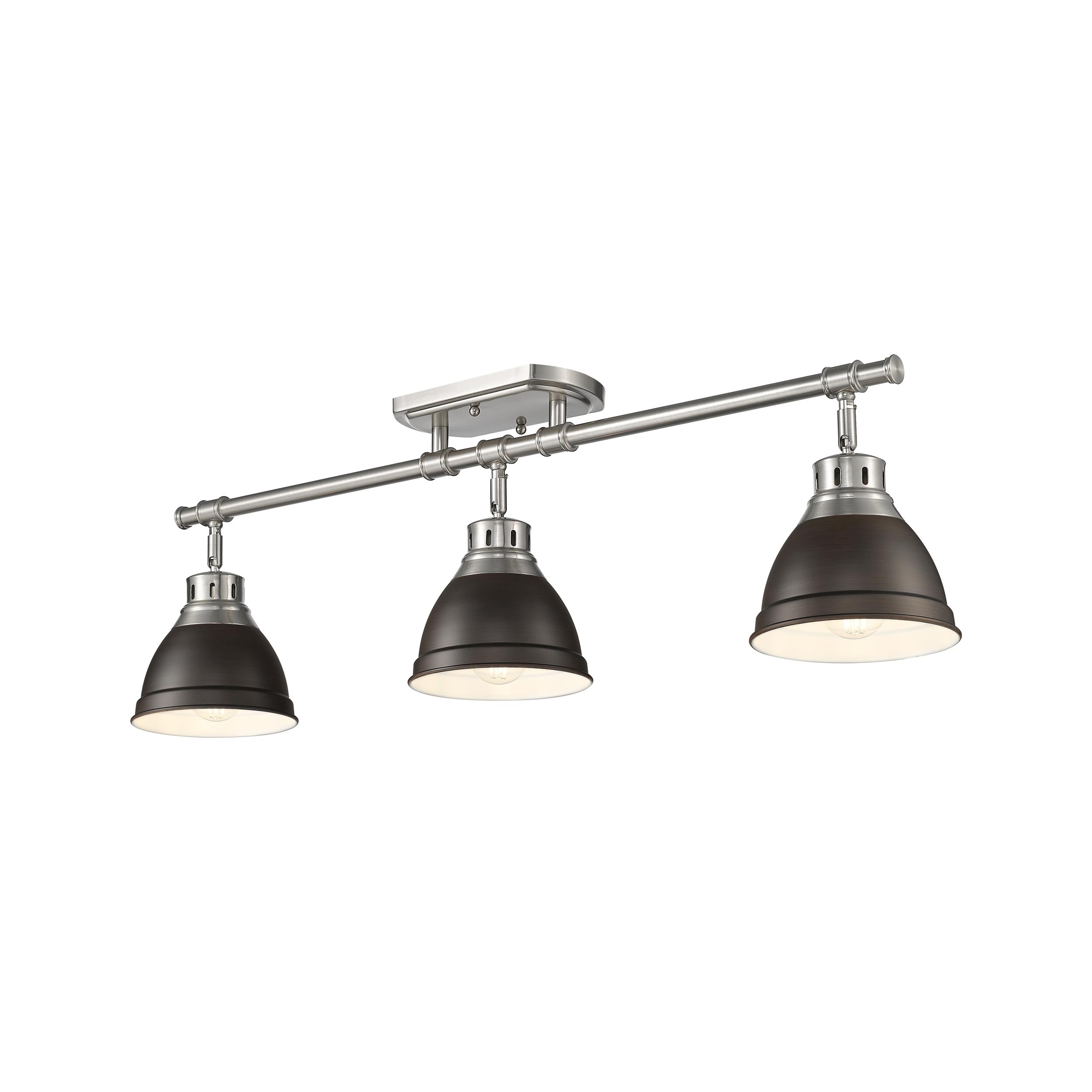 Yep by Golden Lighting Duncan 3-light Semi-Flush Mount in Pewter and Rubbed Bronze shade - - Golden Lighting
