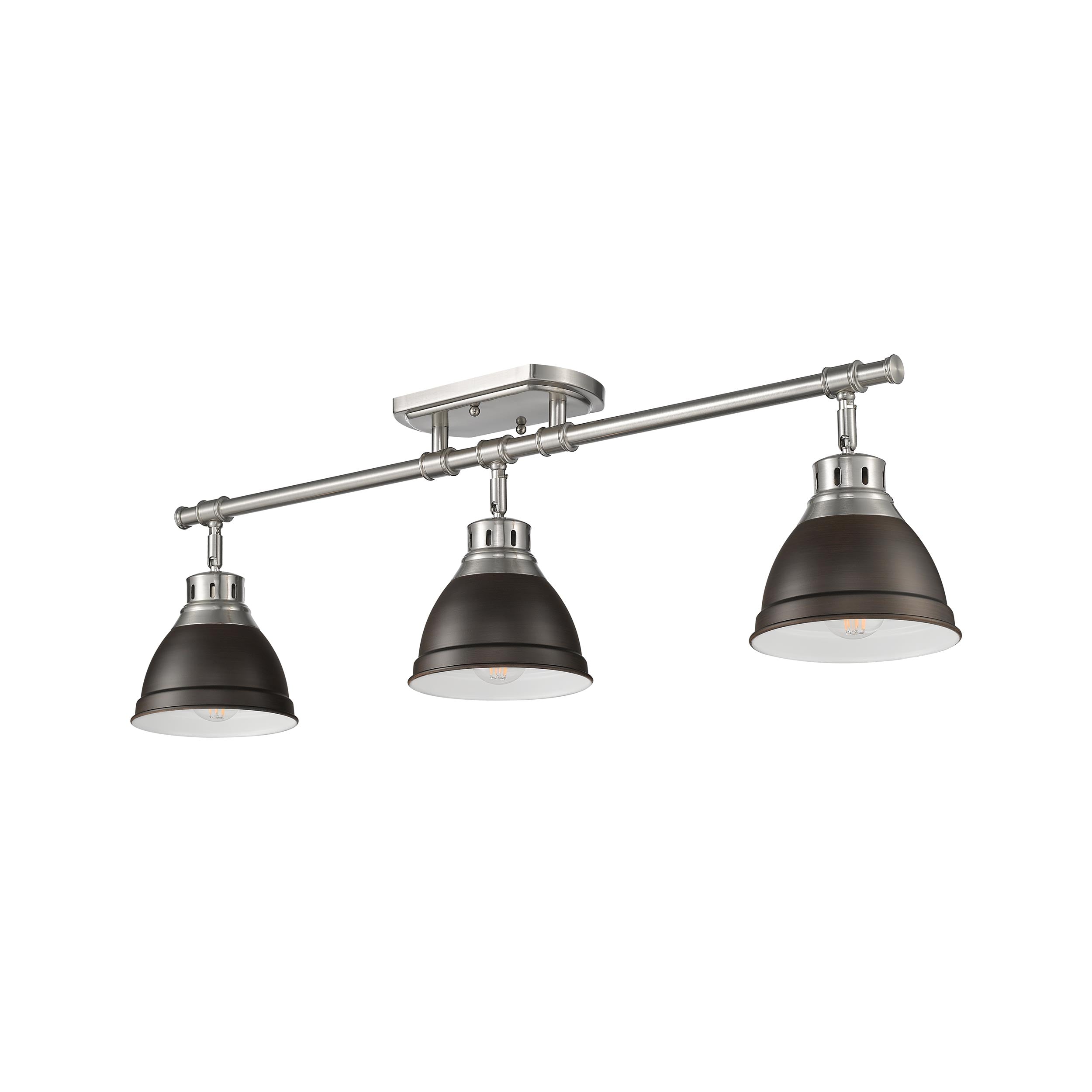 Yep by Golden Lighting Duncan 3-light Semi-Flush Mount in Pewter and Rubbed Bronze shade - - Golden Lighting