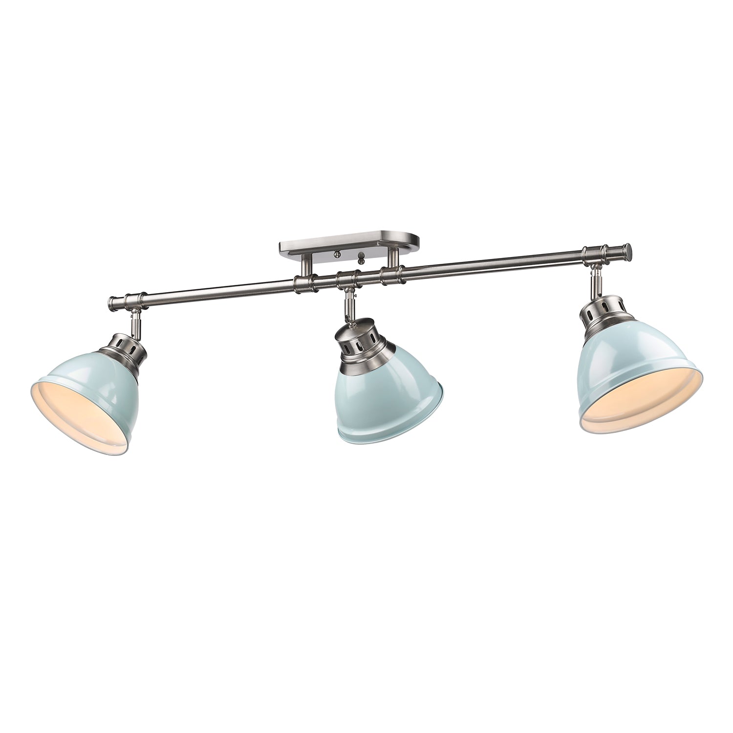 Yep by Golden Lighting Duncan 3-light Semi-Flush Mount in Pewter and Seafoam shade - - Golden Lighting
