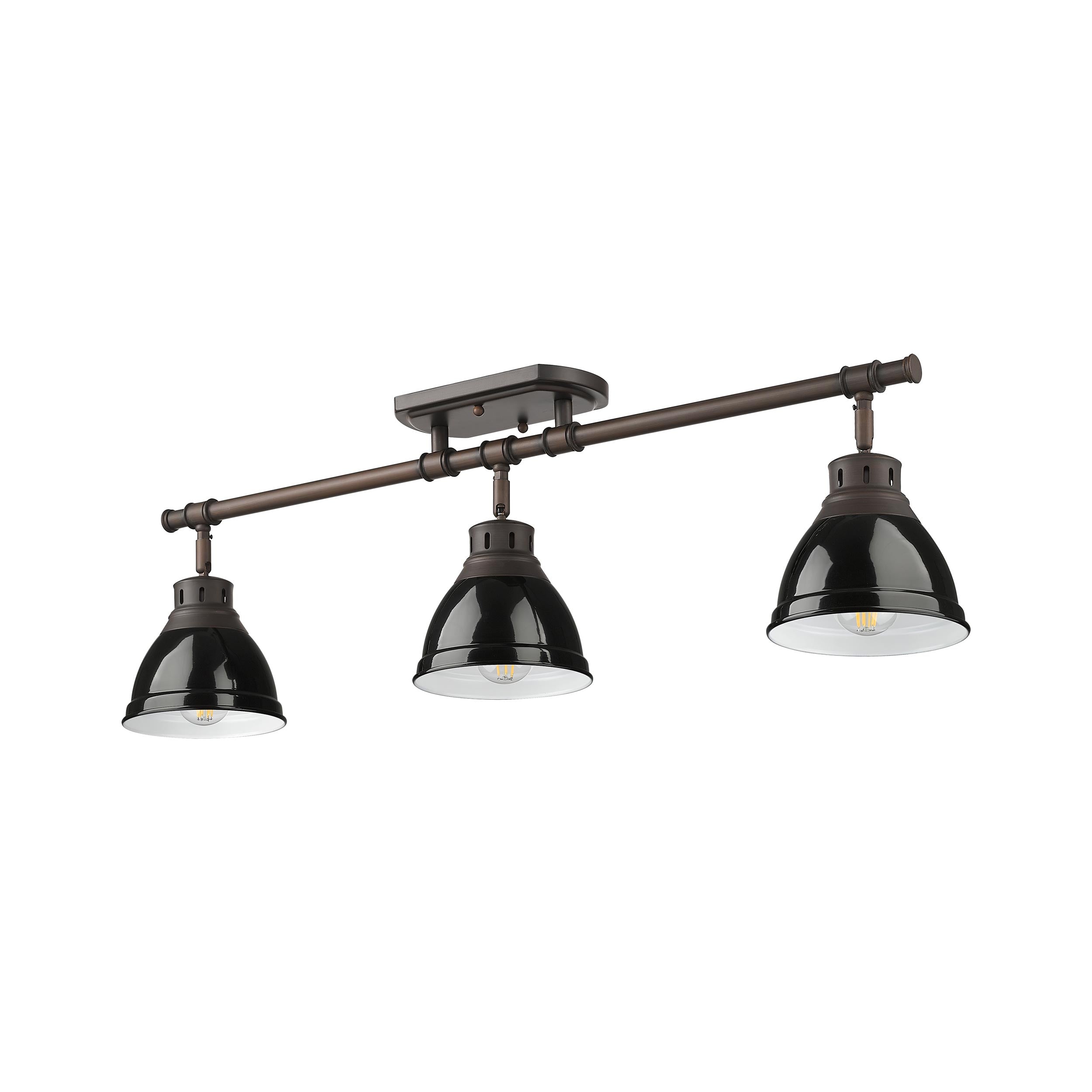 Yep by Golden Lighting Duncan 3-light Semi-Flush Mount in Rubbed Bronze and Black shade - - Golden Lighting