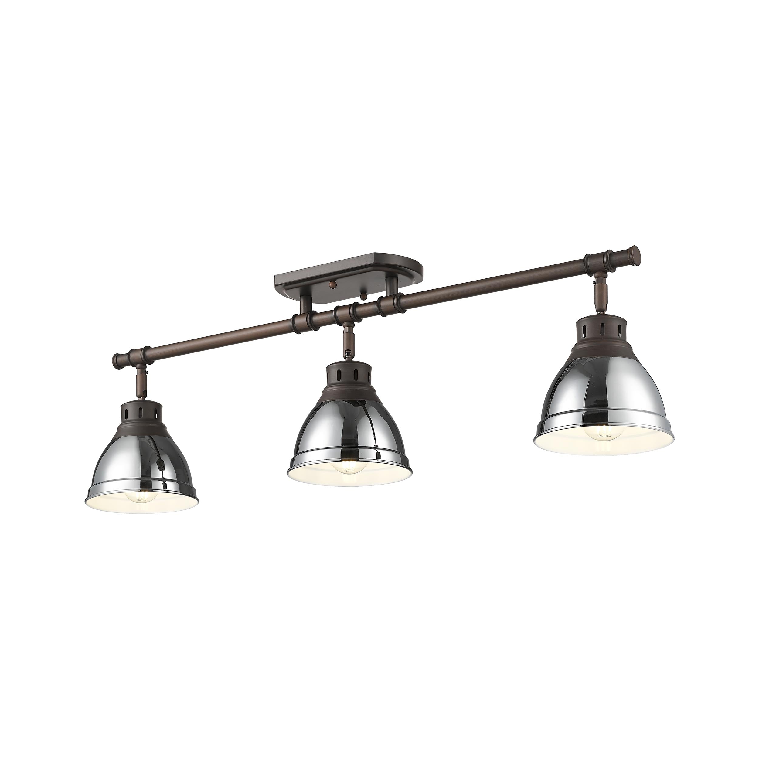 Yep by Golden Lighting Duncan 3-light Semi-Flush Mount in Rubbed Bronze and Chrome shade - - Golden Lighting
