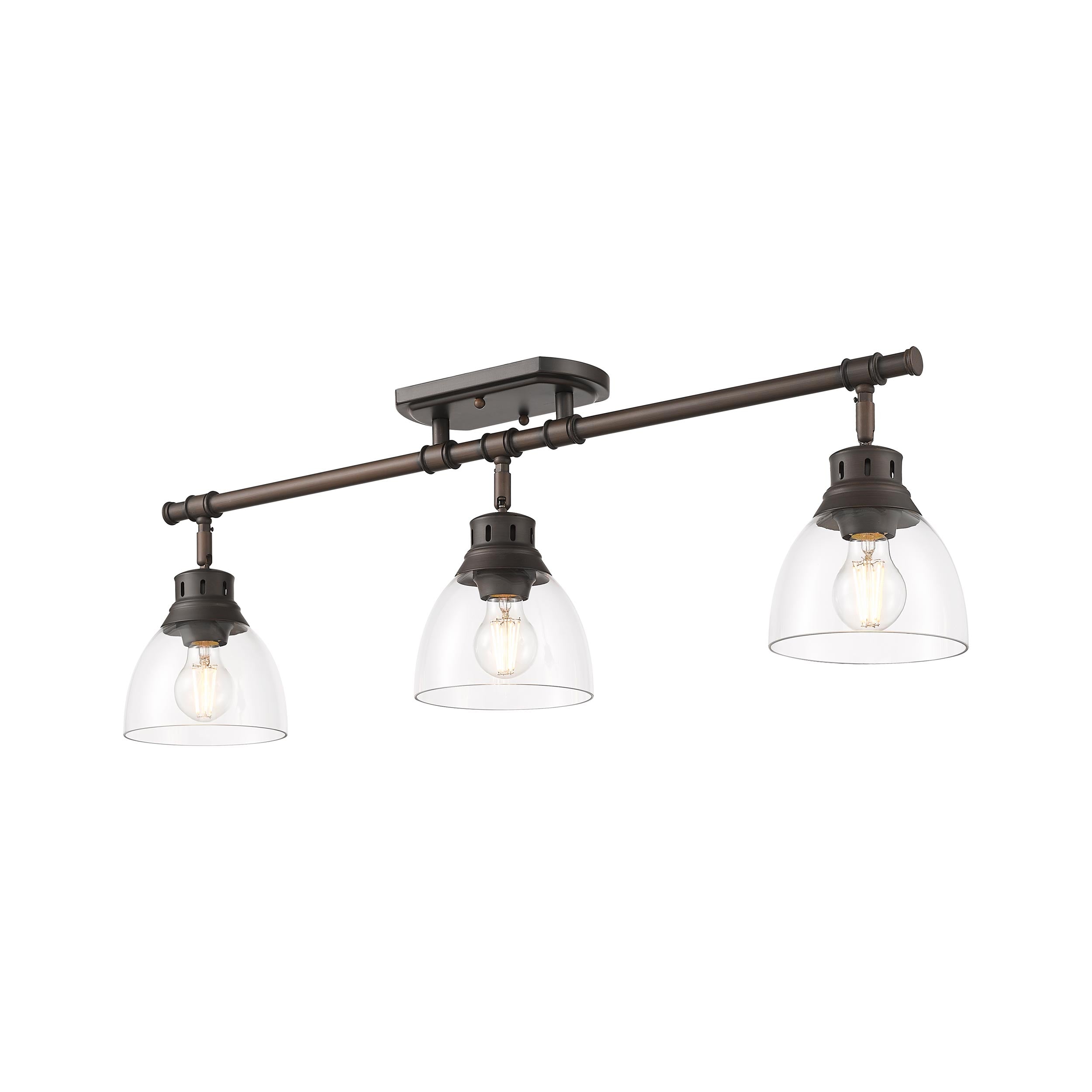 Yep by Golden Lighting Duncan 3-light Semi-Flush Mount in Rubbed Bronze and Clear Glass - - Golden Lighting