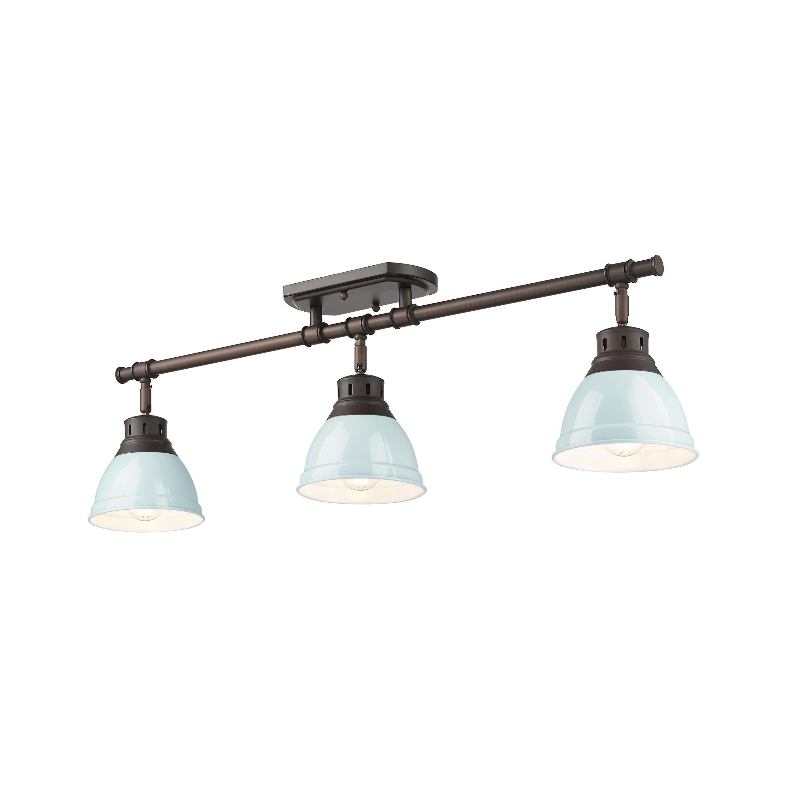 Yep by Golden Lighting Duncan 3-light Semi-Flush Mount in Rubbed Bronze and Seafoam shade - - Golden Lighting