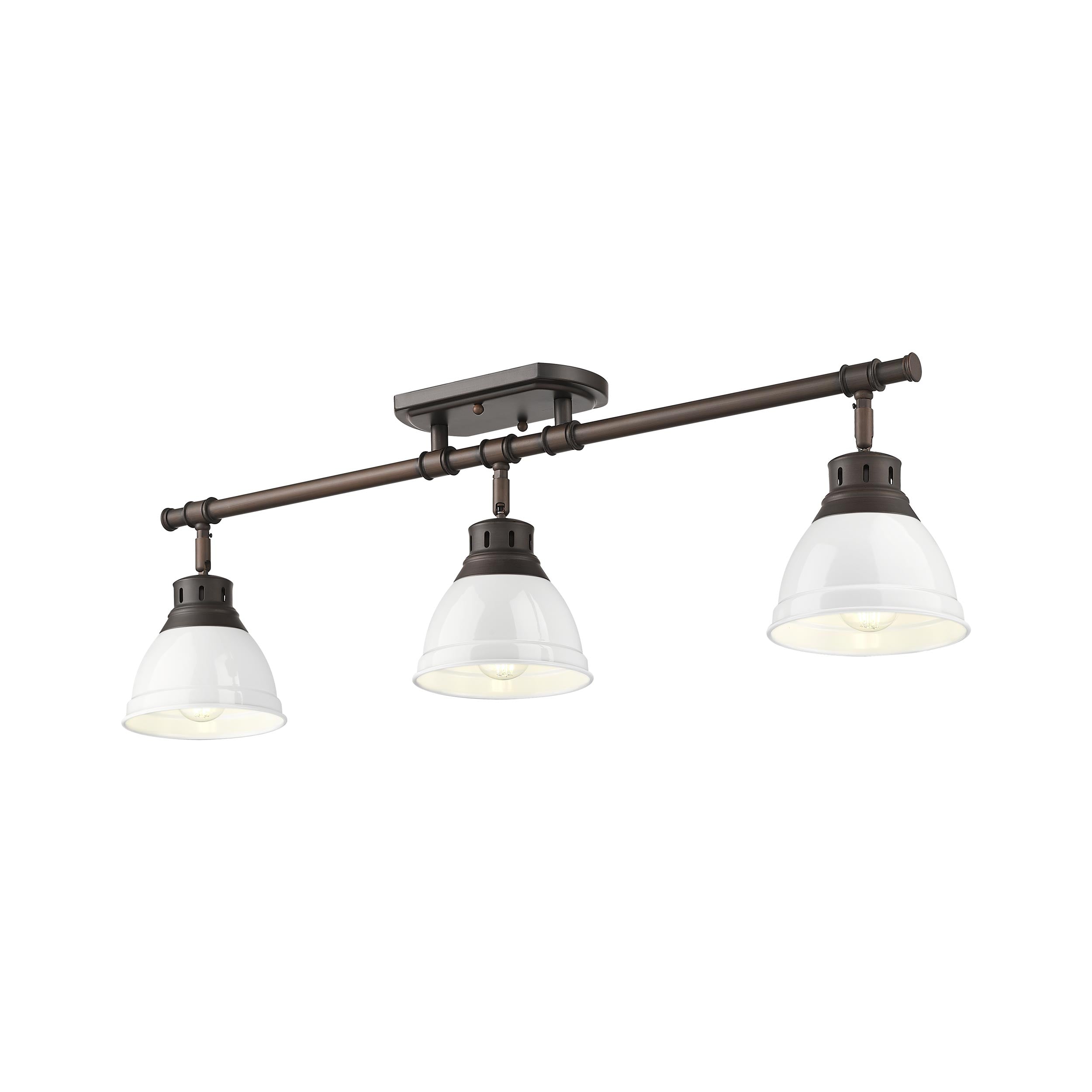 Yep by Golden Lighting Duncan 3-light Semi-Flush Mount in Rubbed Bronze and White shade - - Golden Lighting