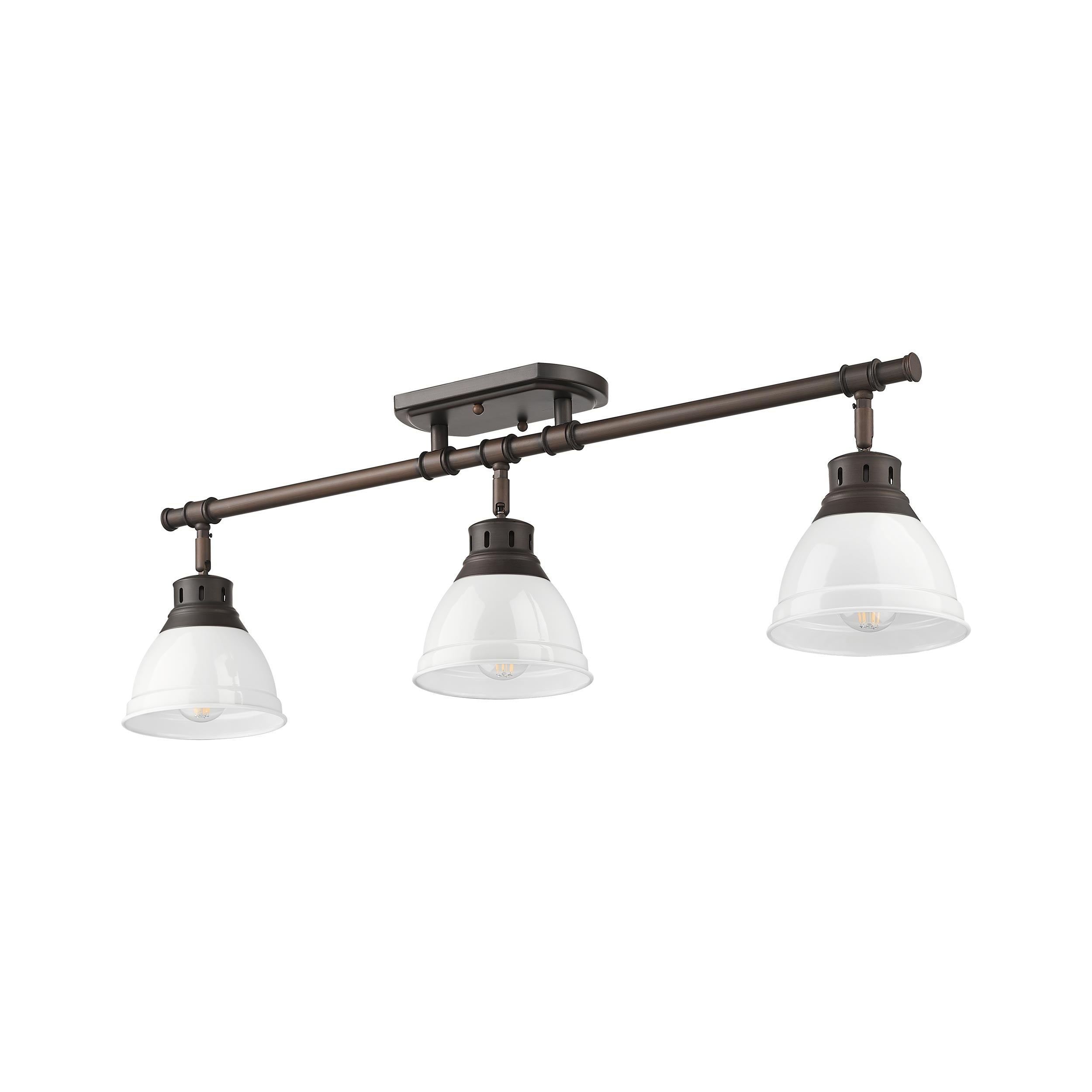 Yep by Golden Lighting Duncan 3-light Semi-Flush Mount in Rubbed Bronze and White shade - - Golden Lighting