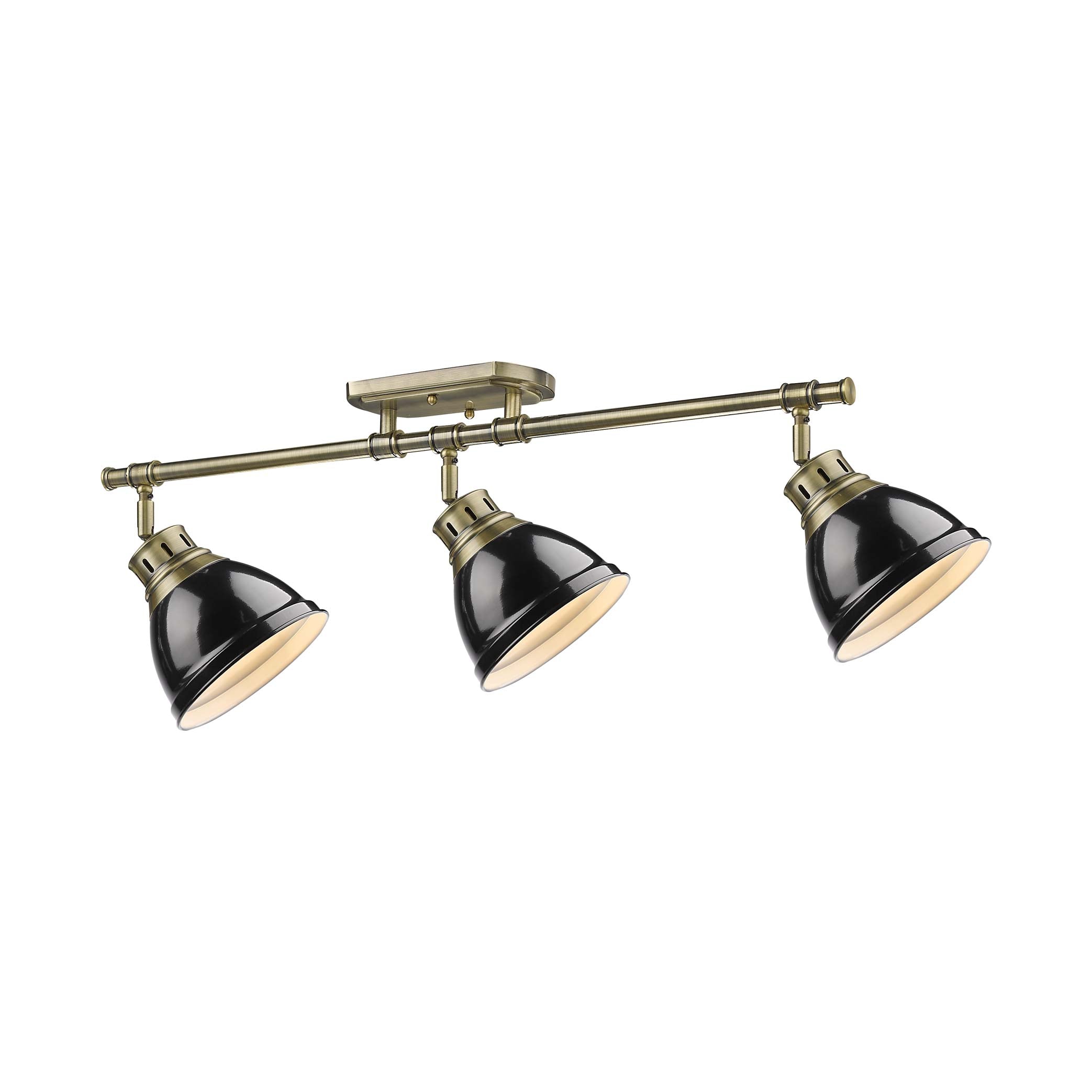 Yep by Golden Lighting Duncan 3-light Semi-Flush Mount in Aged Brass and Black shade - - Golden Lighting