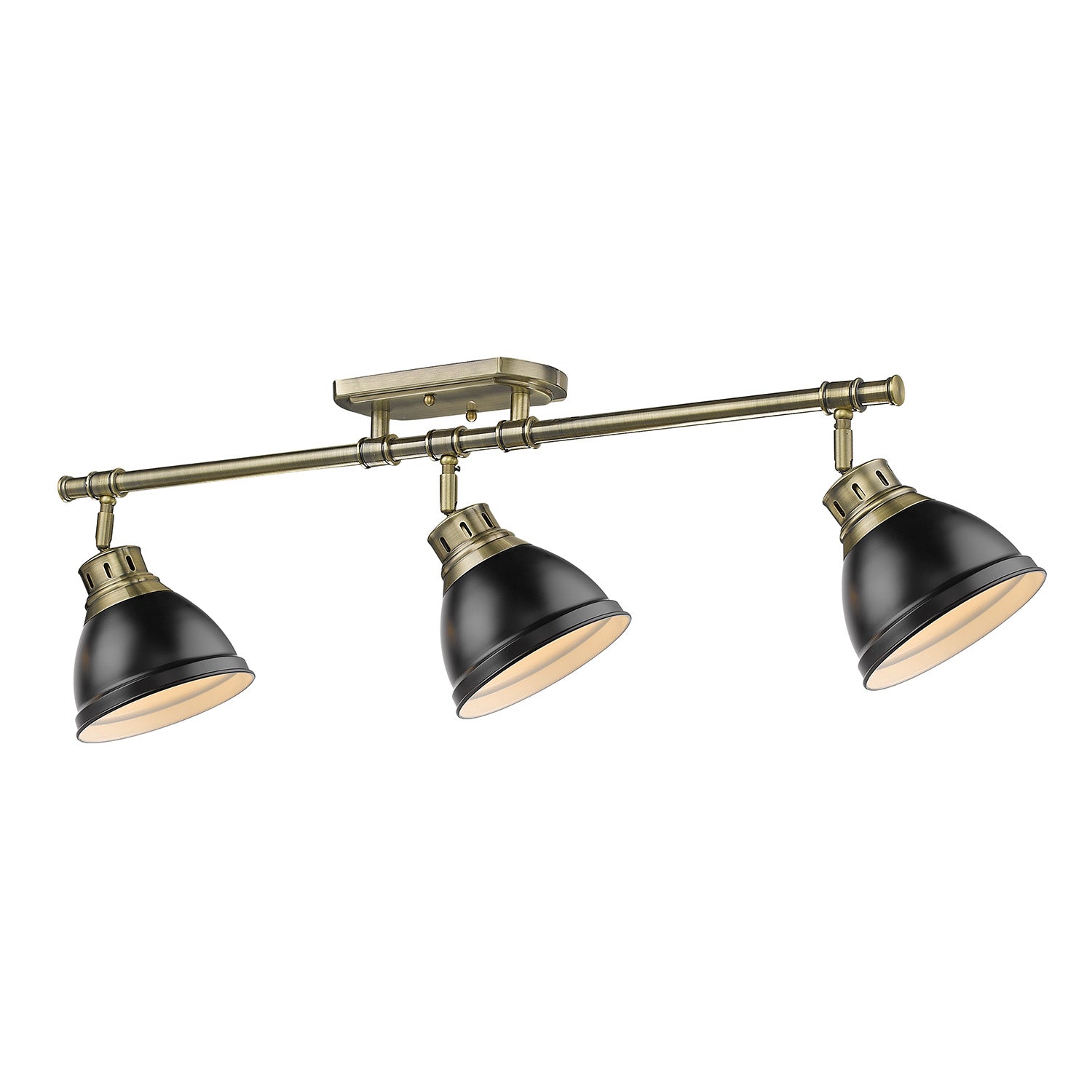 Yep by Golden Lighting Duncan 3-light Semi-Flush Mount in Aged Brass and Matte Black shade - - Golden Lighting