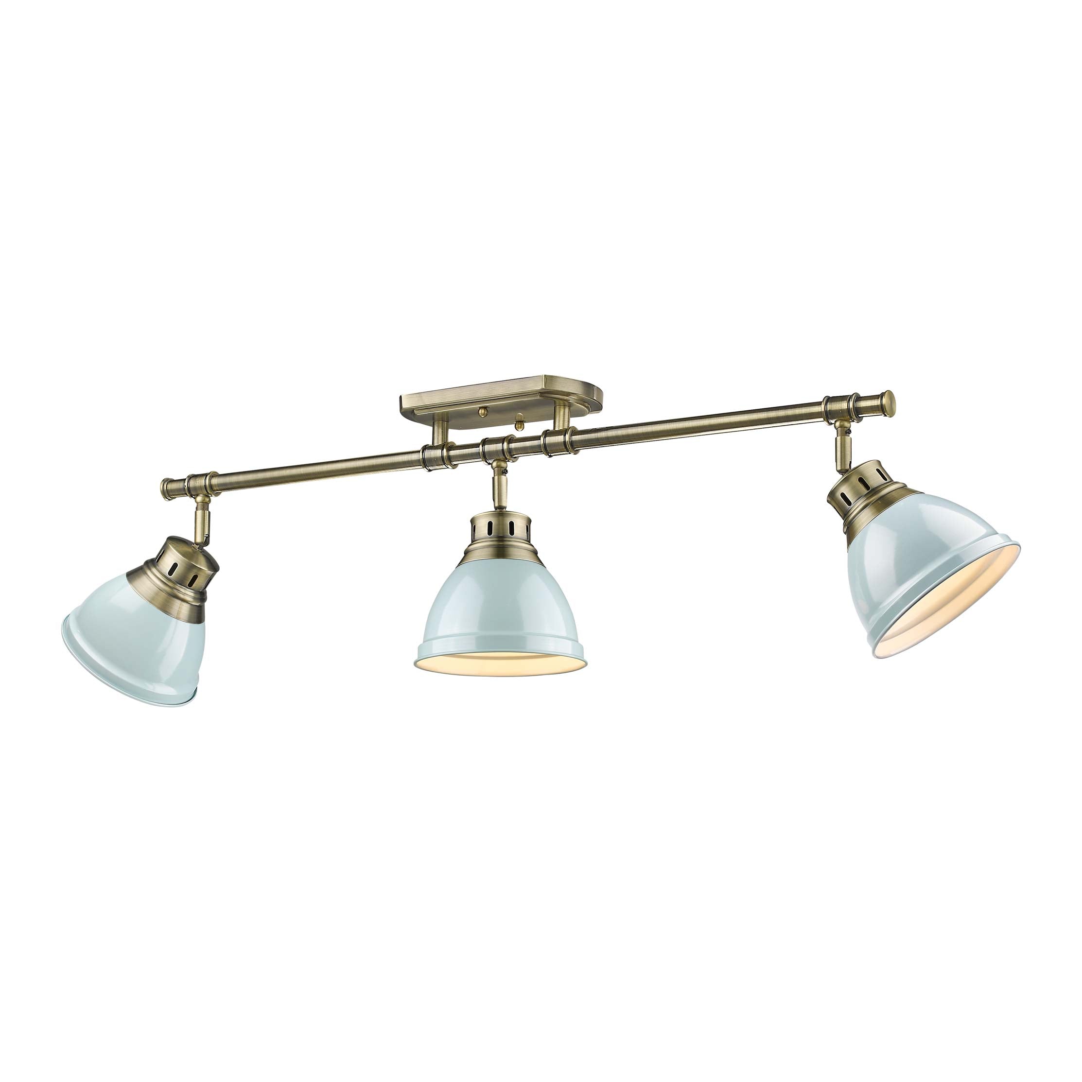 Yep by Golden Lighting Duncan 3-light Semi-Flush Mount in Aged Brass and Seafoam shade