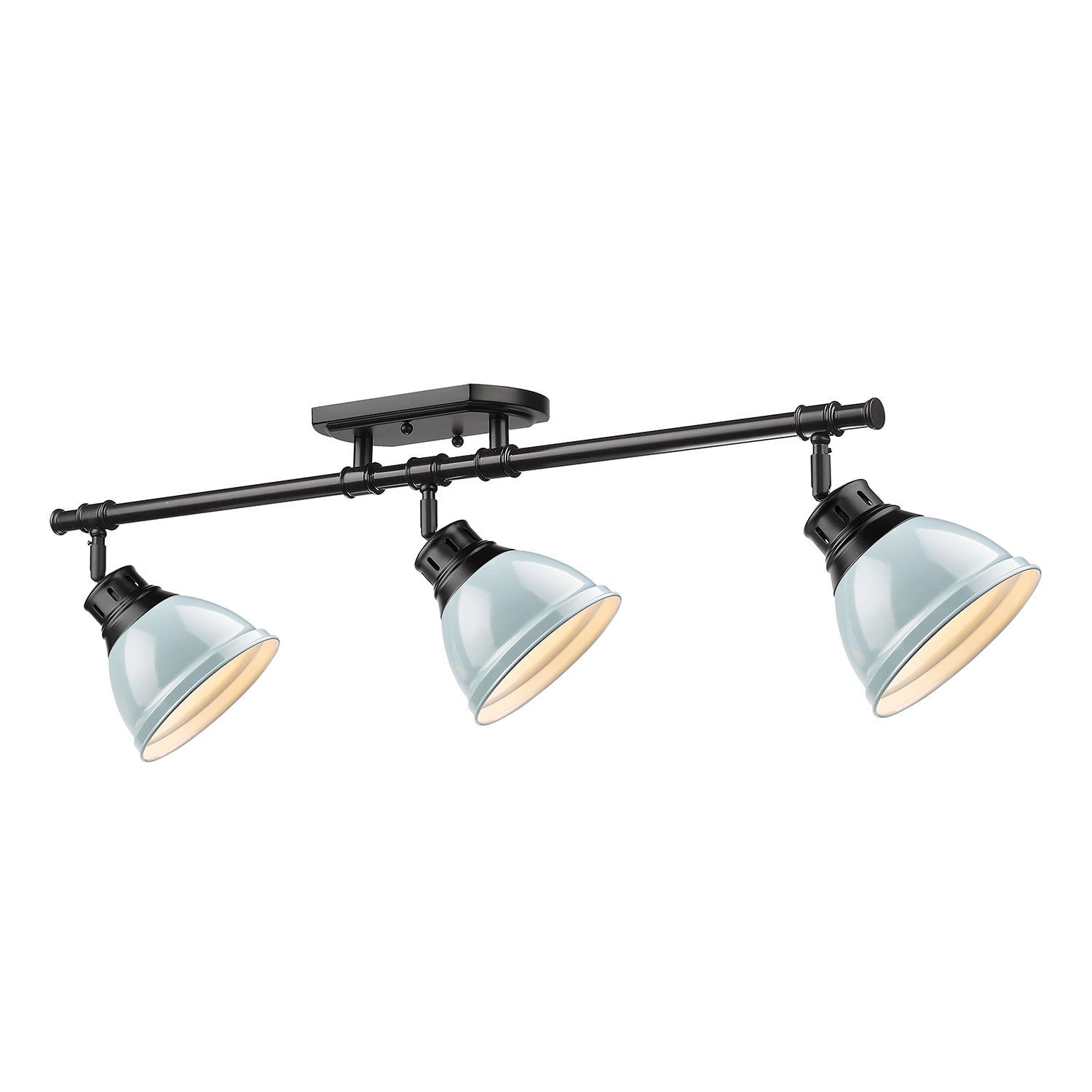 Yep by Golden Lighting Duncan 3-light Semi-Flush Mount in Matte Black and Seafoam shade - - Golden Lighting