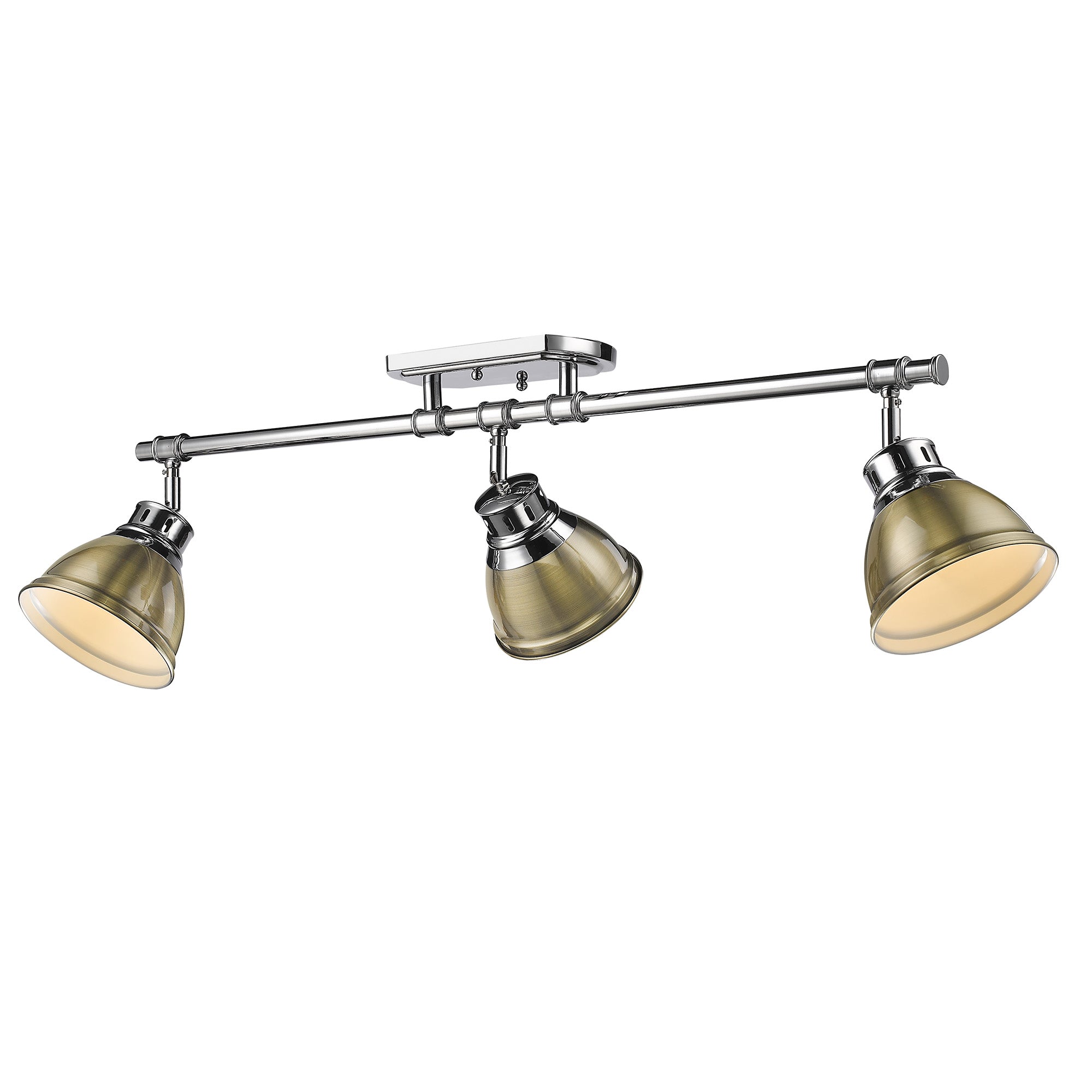 Yep by Golden Lighting Duncan 3-light Semi-Flush Mount in Chrome and Aged Brass shade