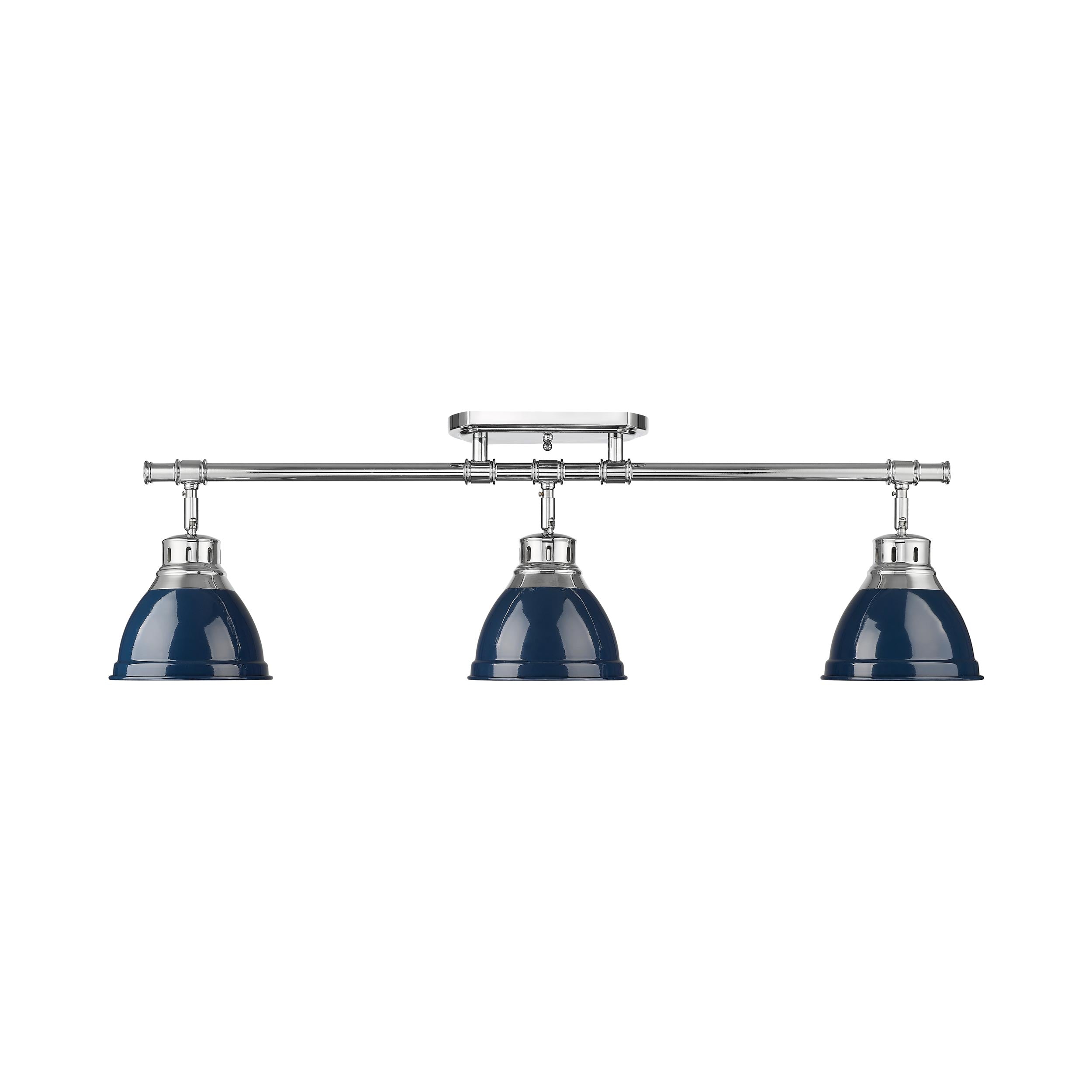 Yep by Golden Lighting Duncan 3-light Semi-Flush Mount in Chrome and Navy Blue shade - - Golden Lighting