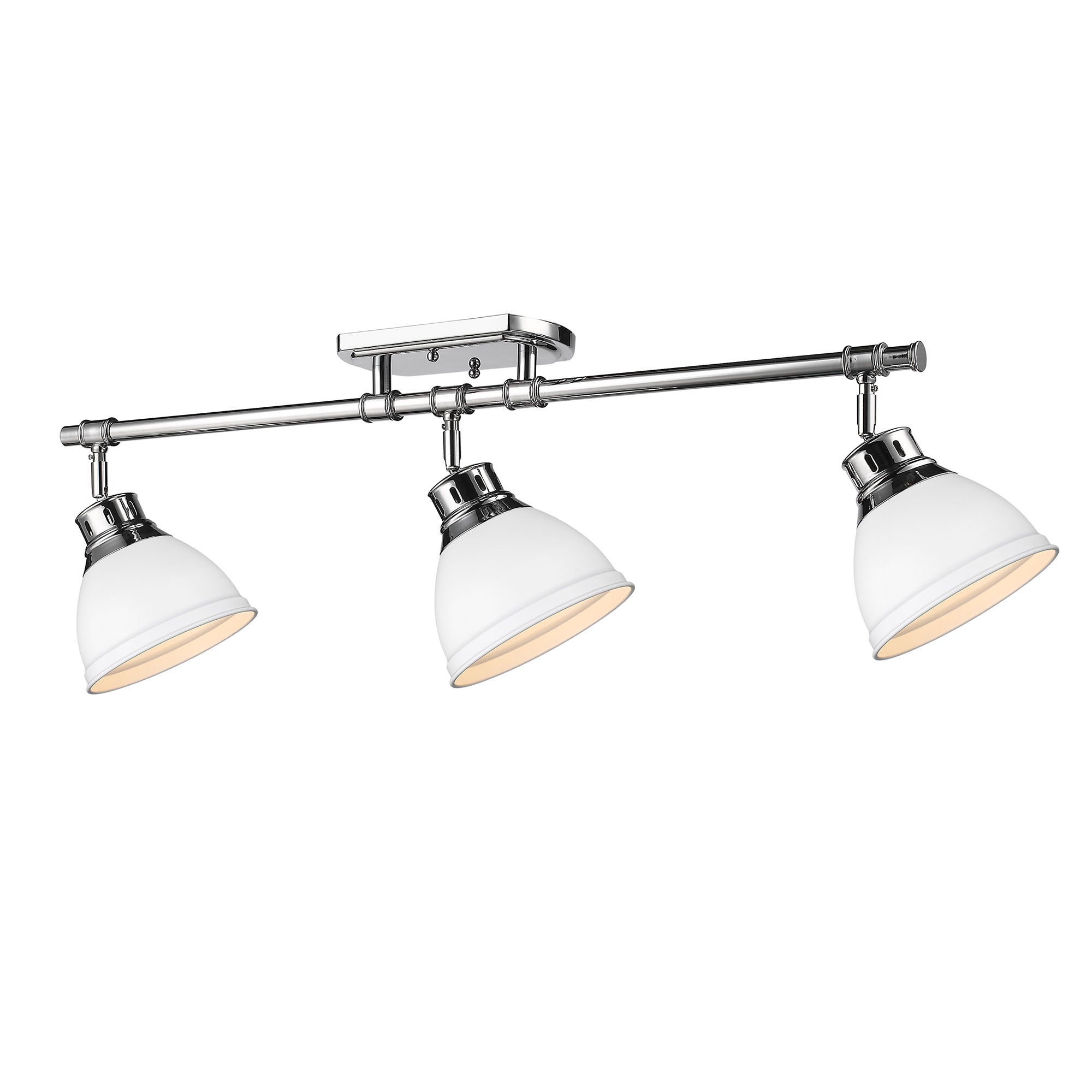 Duncan 3-Light Semi-Flush - Track Light in Chrome with Matte White - Default Title - Golden Lighting