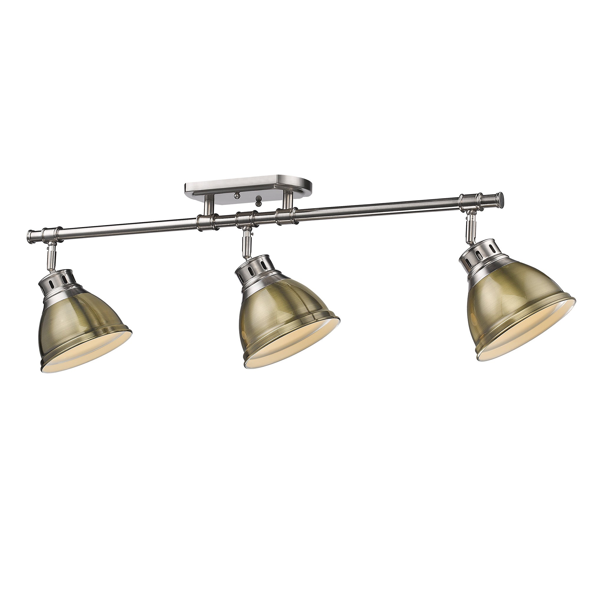 Duncan 3-Light Semi-Flush - Track Light in Pewter with Aged Brass - Default Title - Golden Lighting