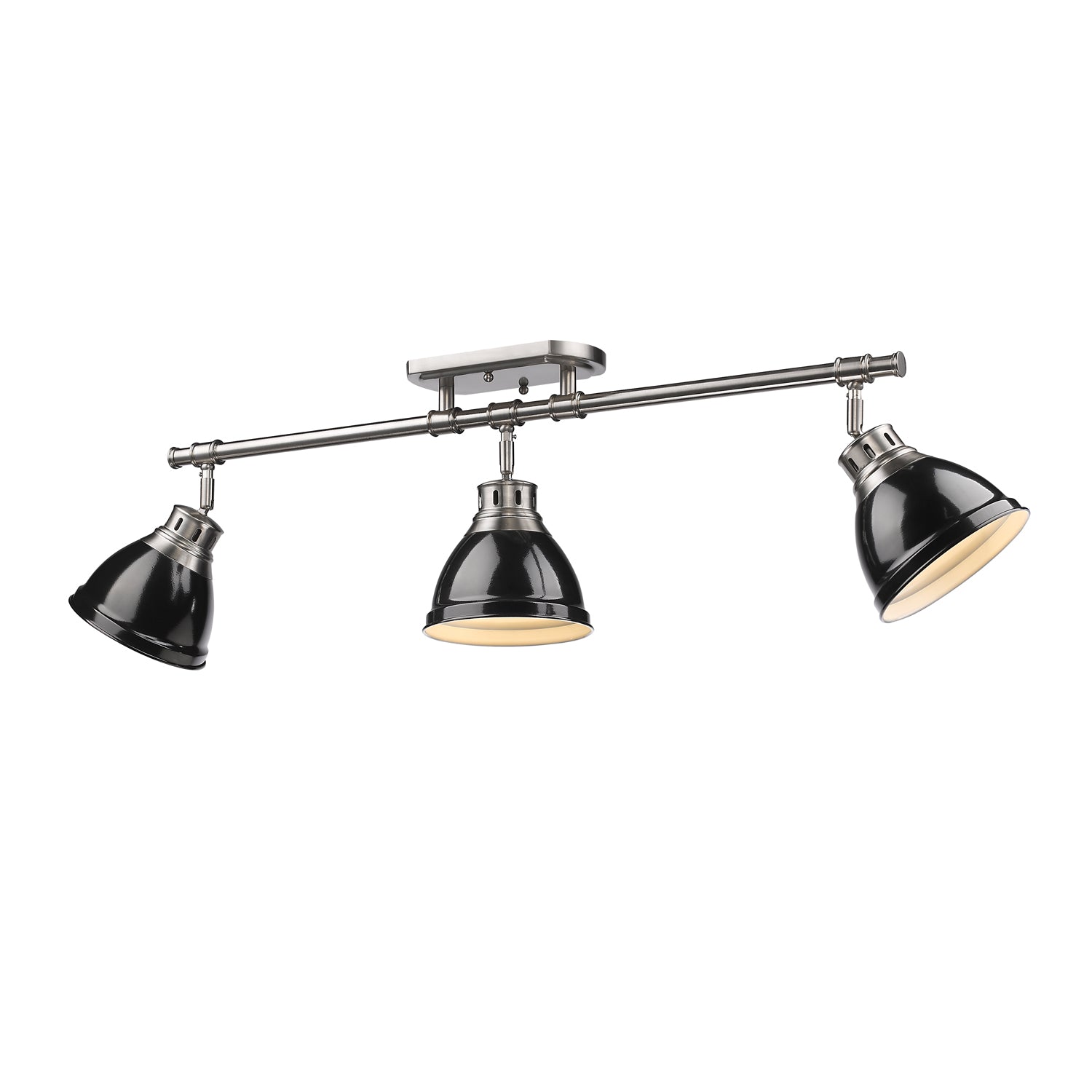 Yep by Golden Lighting Duncan 3-light Semi-Flush Mount in Pewter and Black shade