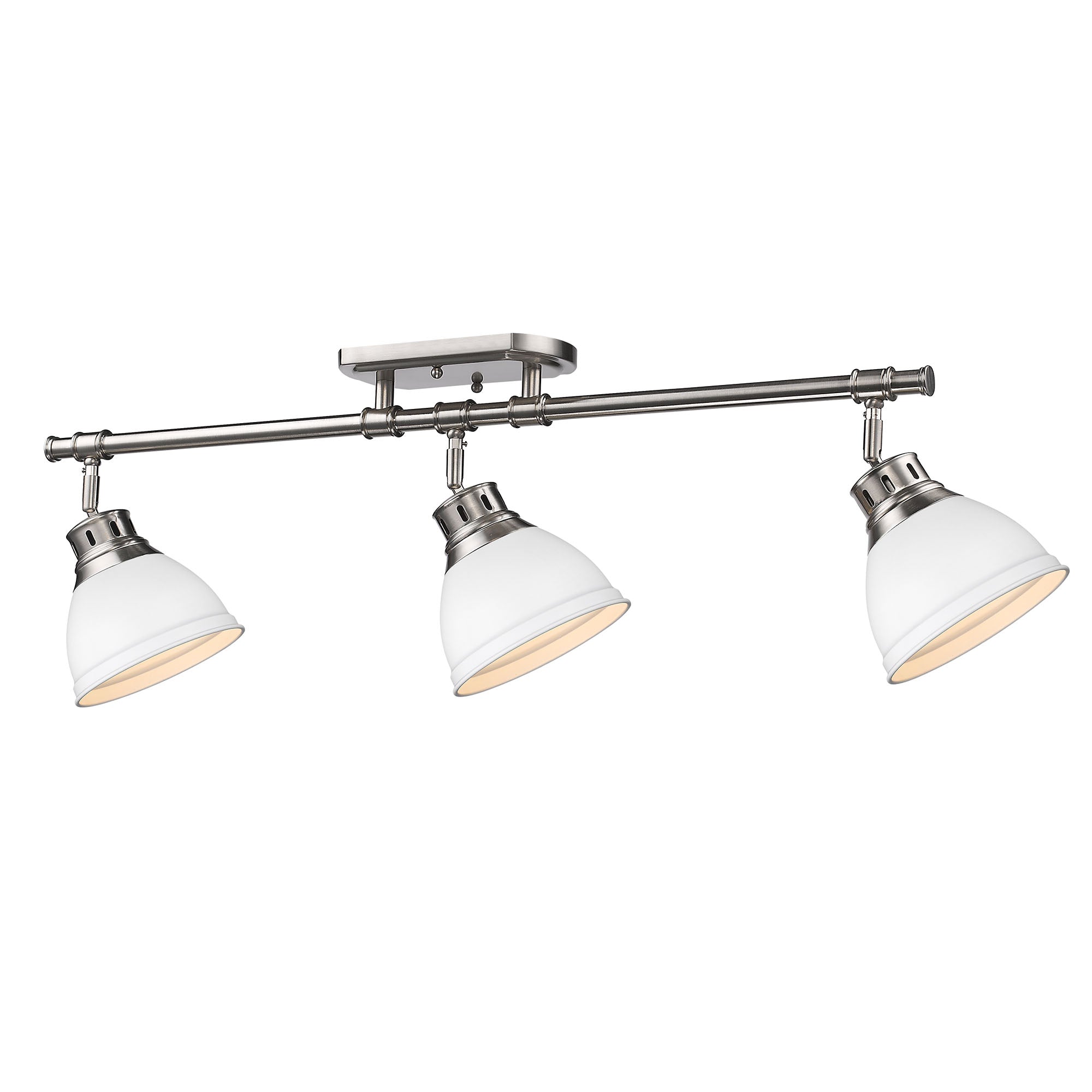 Duncan 3-Light Semi-Flush - Track Light in Pewter with Matte White - Default Title - Golden Lighting