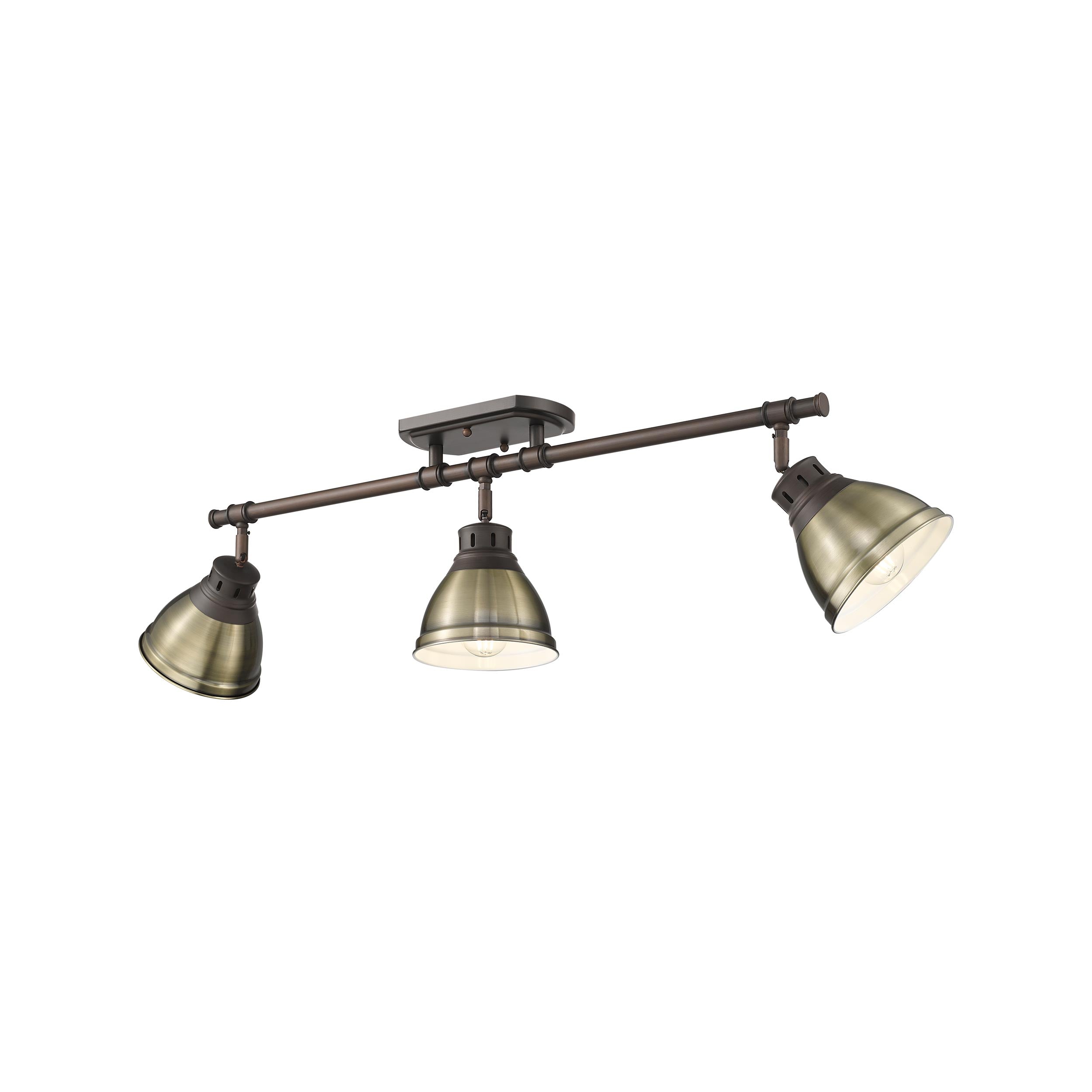 Yep by Golden Lighting Duncan 3-light Semi-Flush Mount in Rubbed Bronze and Aged Brass shade