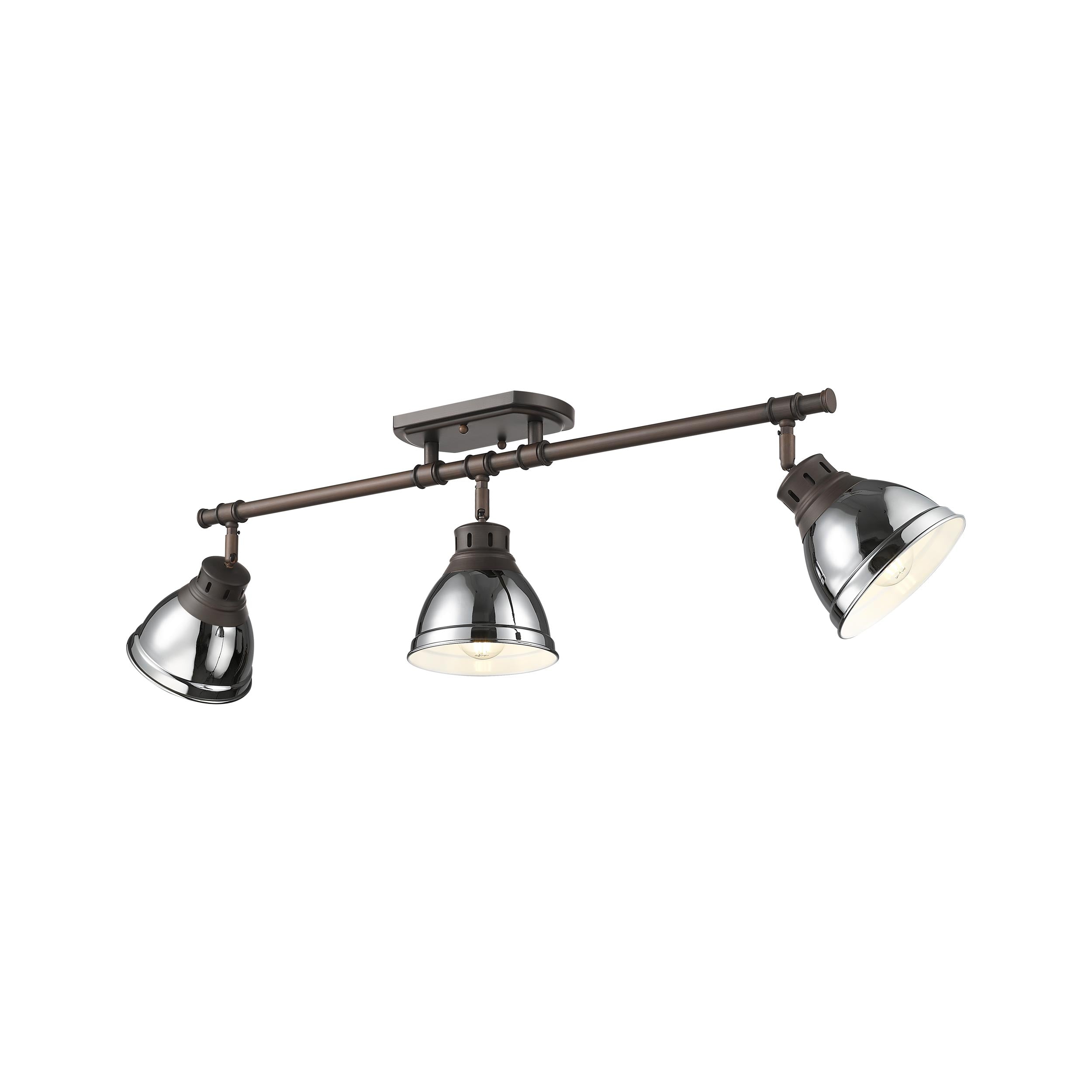 Duncan 3-Light Semi-Flush - Track Light in Rubbed Bronze with Chrome - Default Title - Golden Lighting
