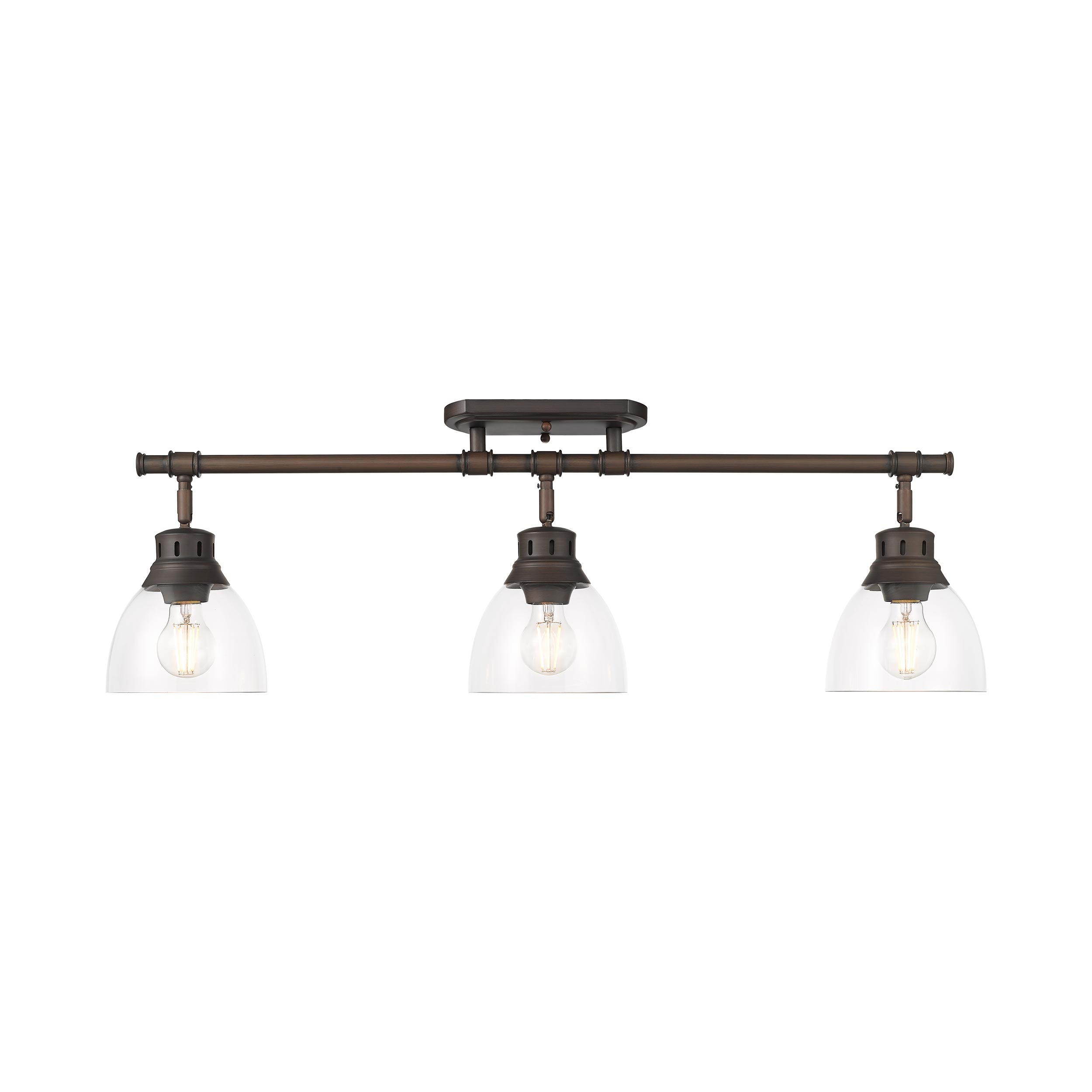 Yep by Golden Lighting Duncan 3-light Semi-Flush Mount in Rubbed Bronze and Clear Glass