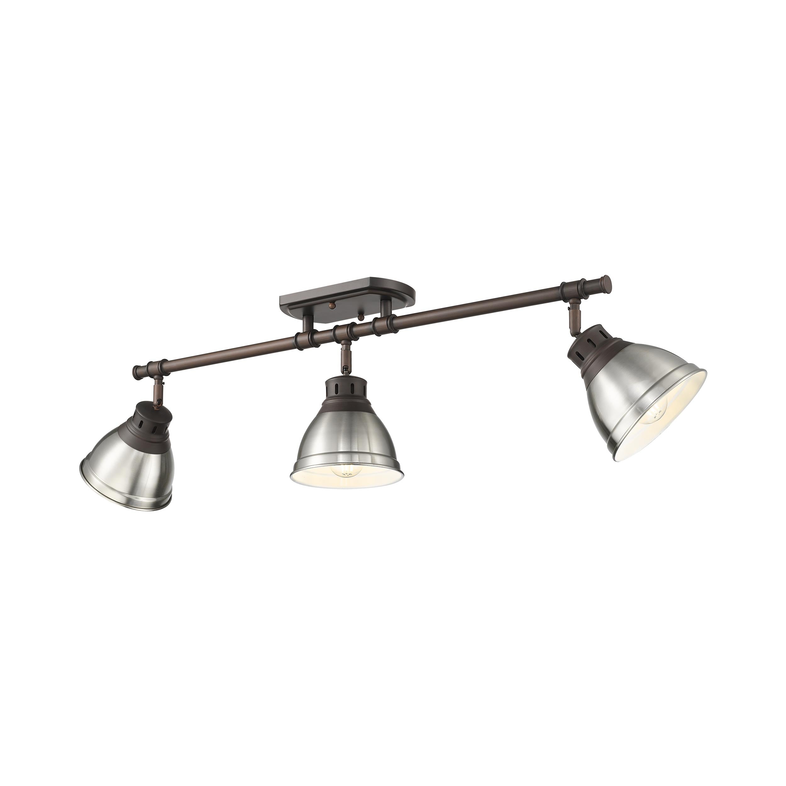 Yep by Golden Lighting Duncan 3-light Semi-Flush Mount in Rubbed Bronze and Pewter shade