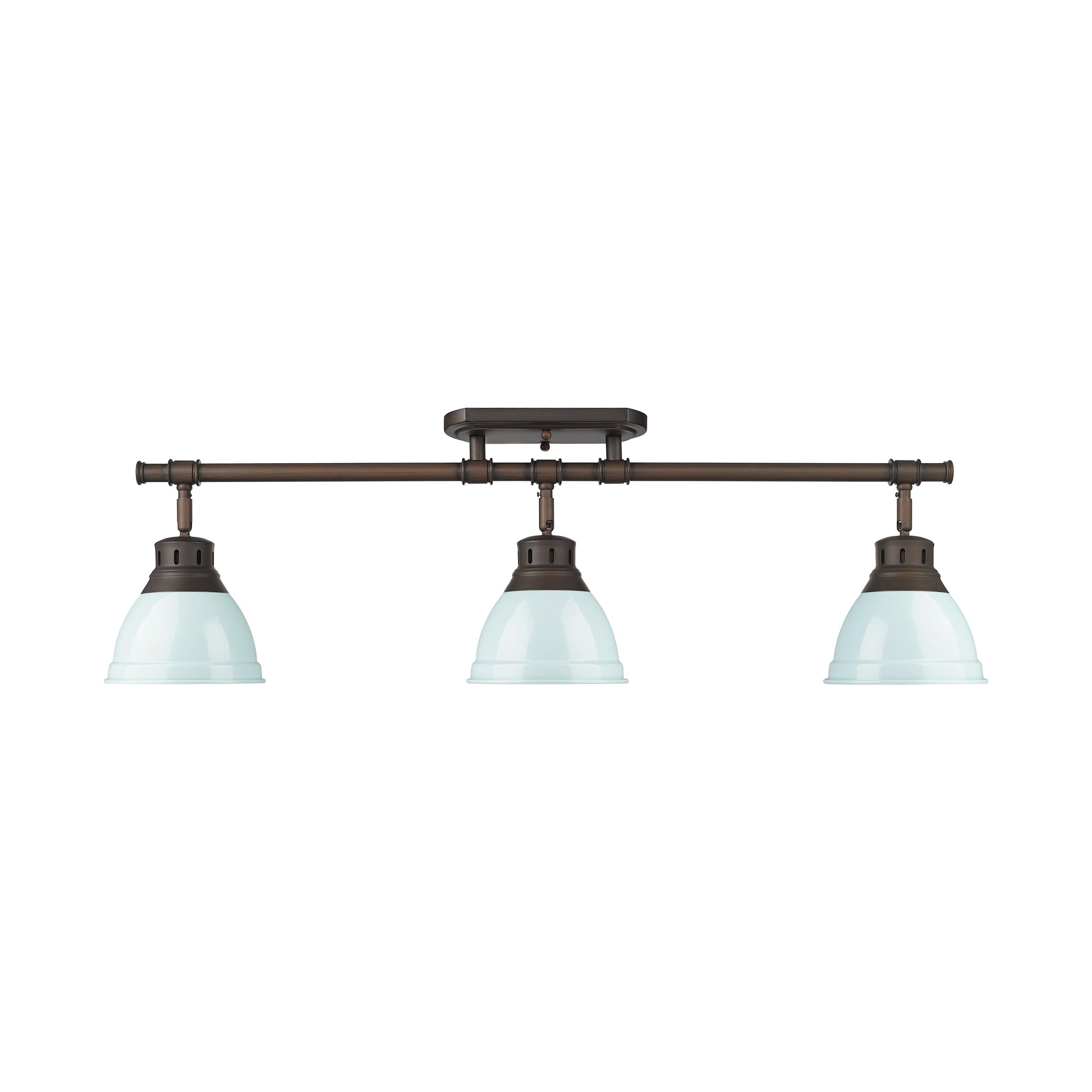 Yep by Golden Lighting Duncan 3-light Semi-Flush Mount in Rubbed Bronze and Seafoam shade - - Golden Lighting