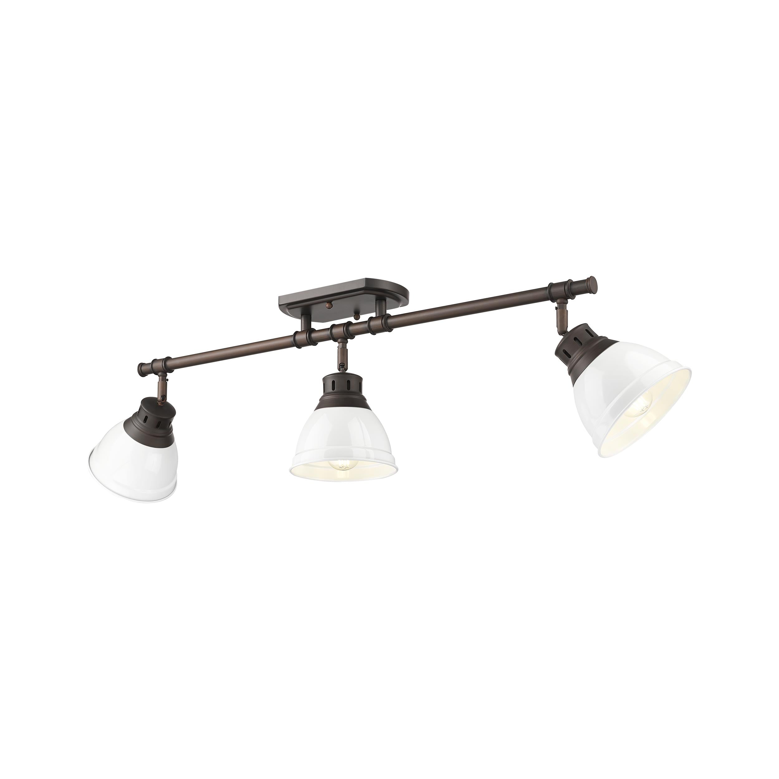 Yep by Golden Lighting Duncan 3-light Semi-Flush Mount in Rubbed Bronze and White shade
