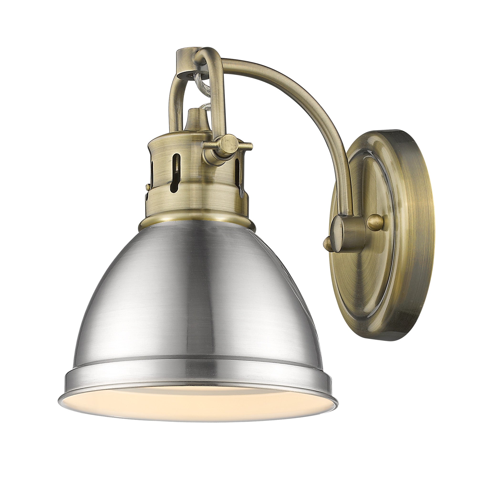 Yep by Golden Lighting Duncan 1-light Vanity in Aged Brass and Pewter shade - - Golden Lighting