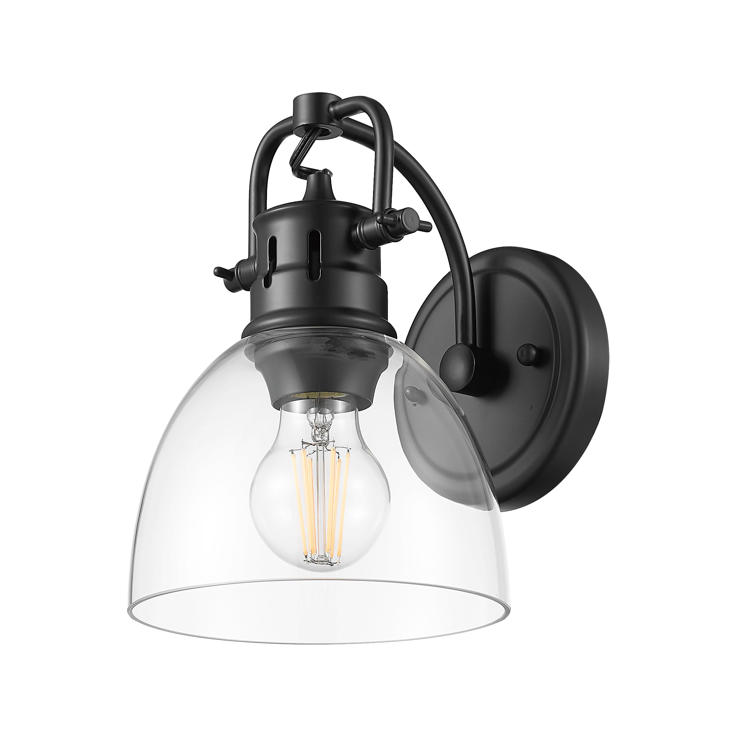 Yep by Golden Lighting Duncan 1-light Vanity in Matte Black and Clear Glass - - Golden Lighting