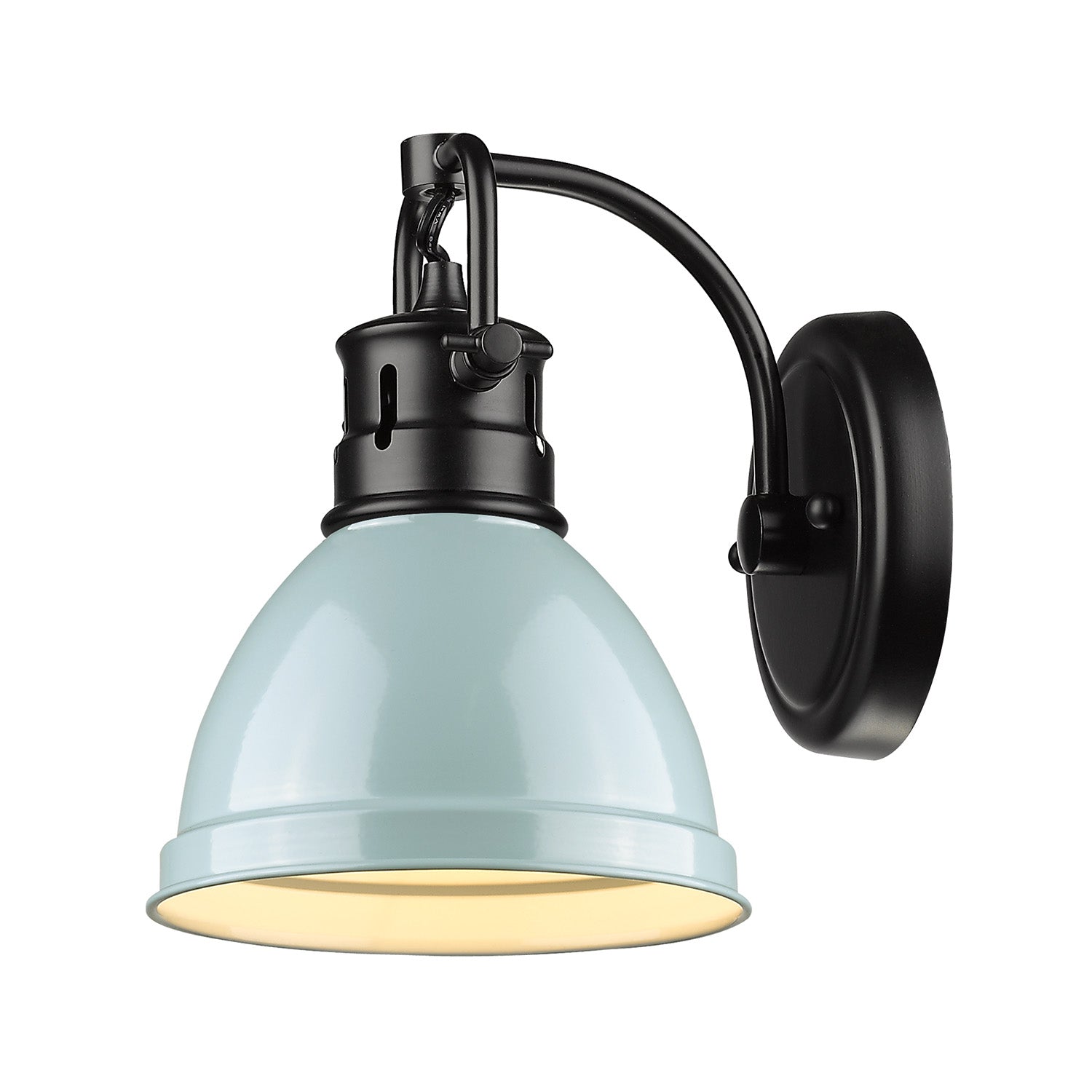 Yep by Golden Lighting Duncan 1-light Vanity in Matte Black and Seafoam shade - - Golden Lighting
