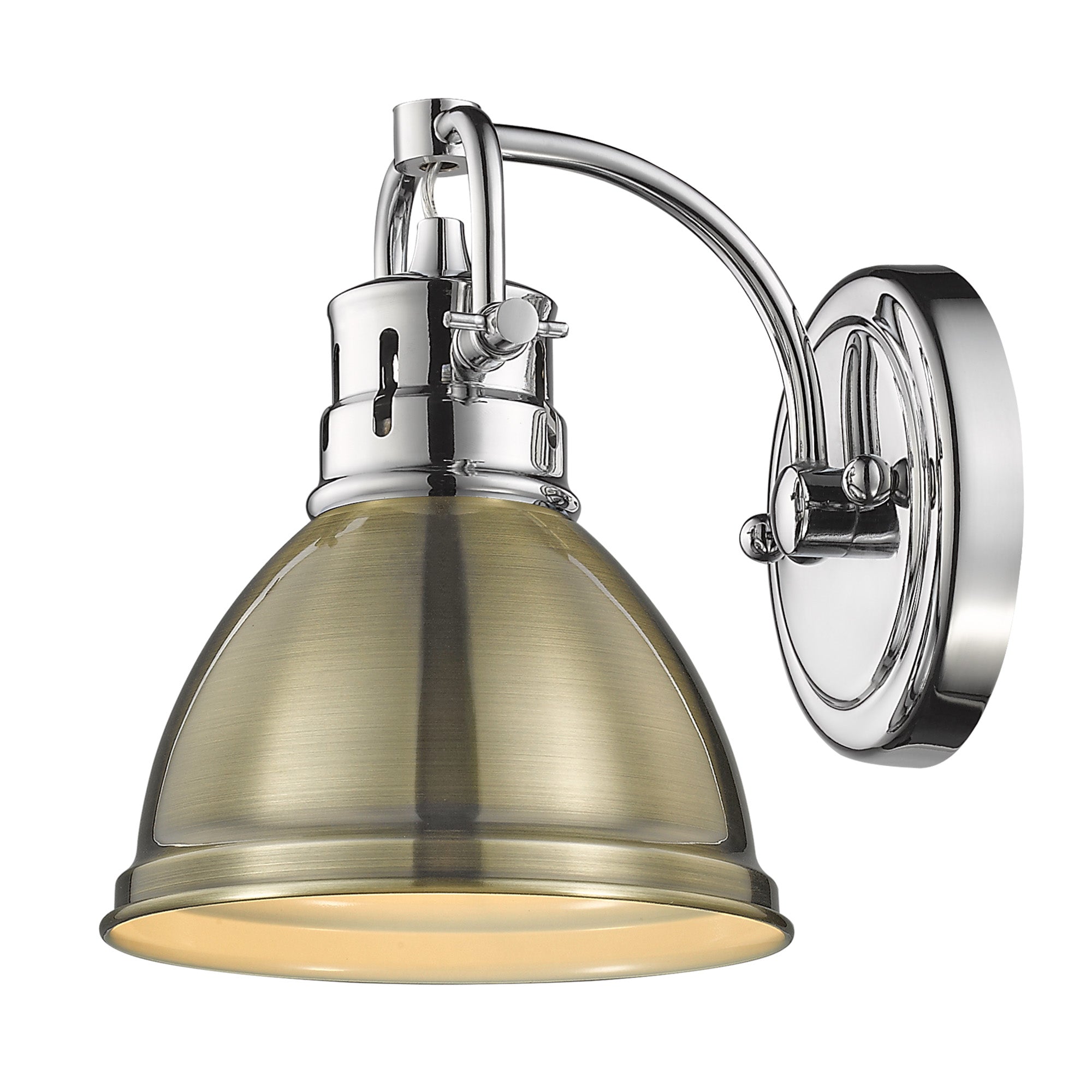 Yep by Golden Lighting Duncan 1-light Vanity in Chrome and Aged Brass shade - - Golden Lighting