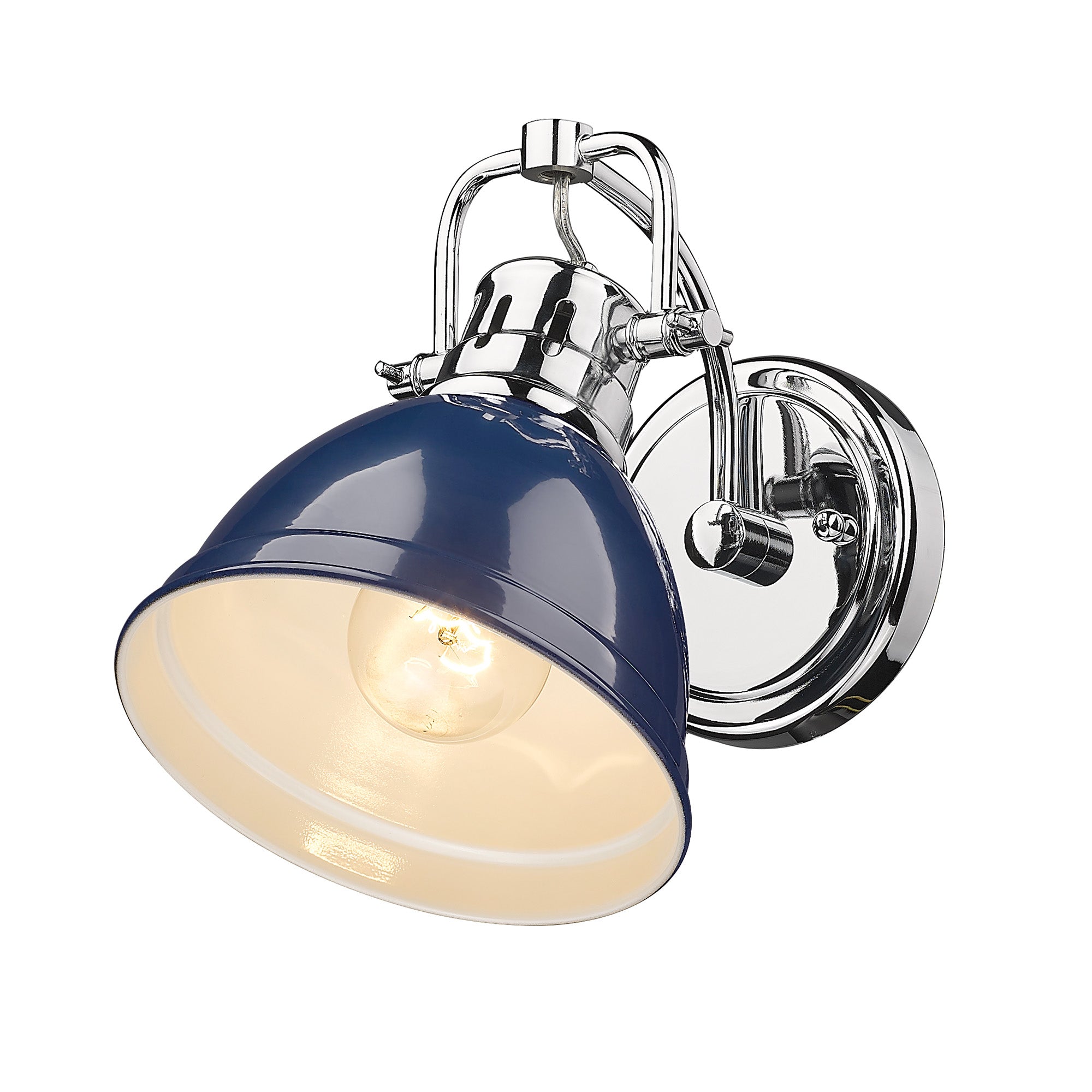 Yep by Golden Lighting Duncan 1-light Vanity in Chrome and Navy Blue shade - - Golden Lighting