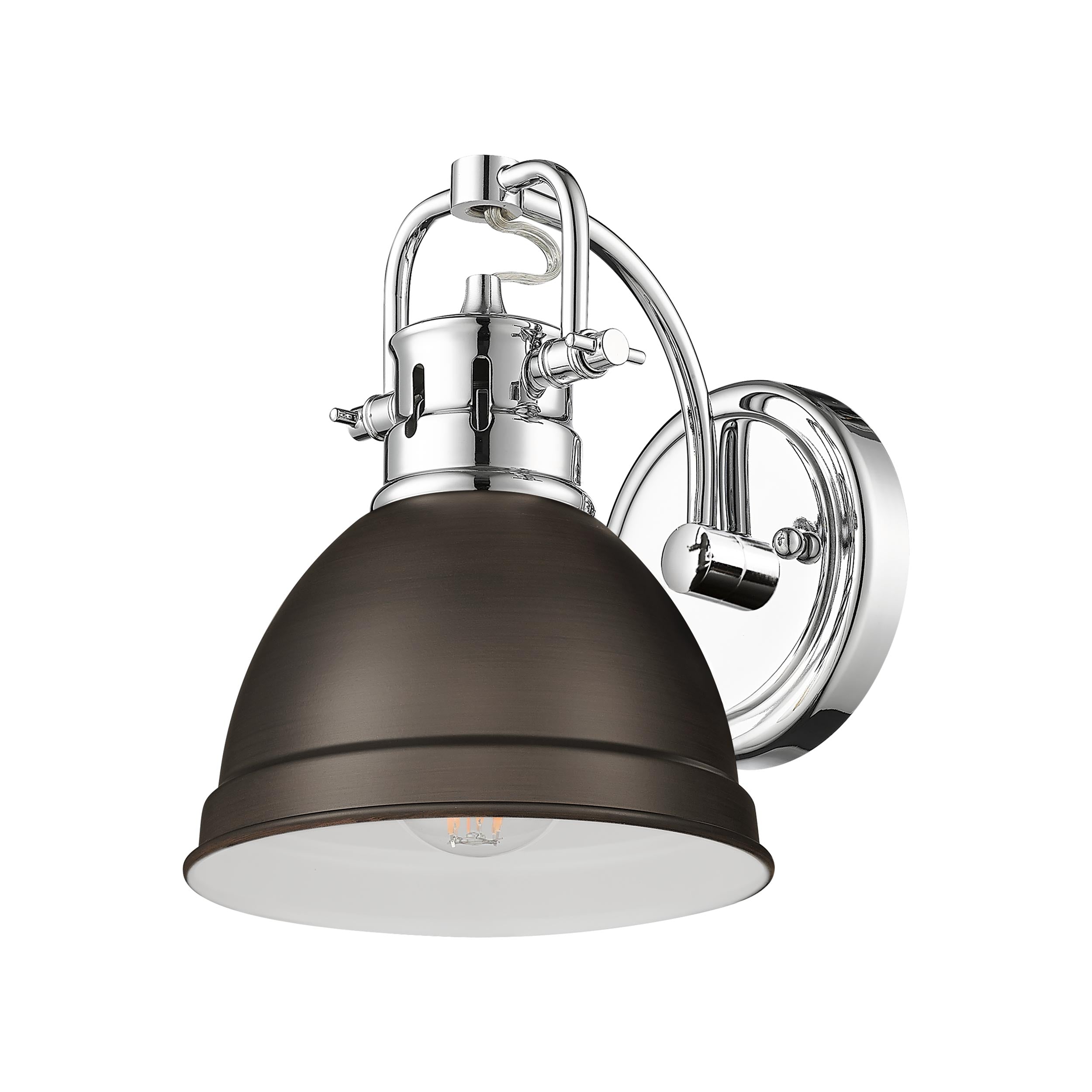 Yep by Golden Lighting Duncan 1-light Vanity in Chrome and Rubbed Bronze shade - - Golden Lighting