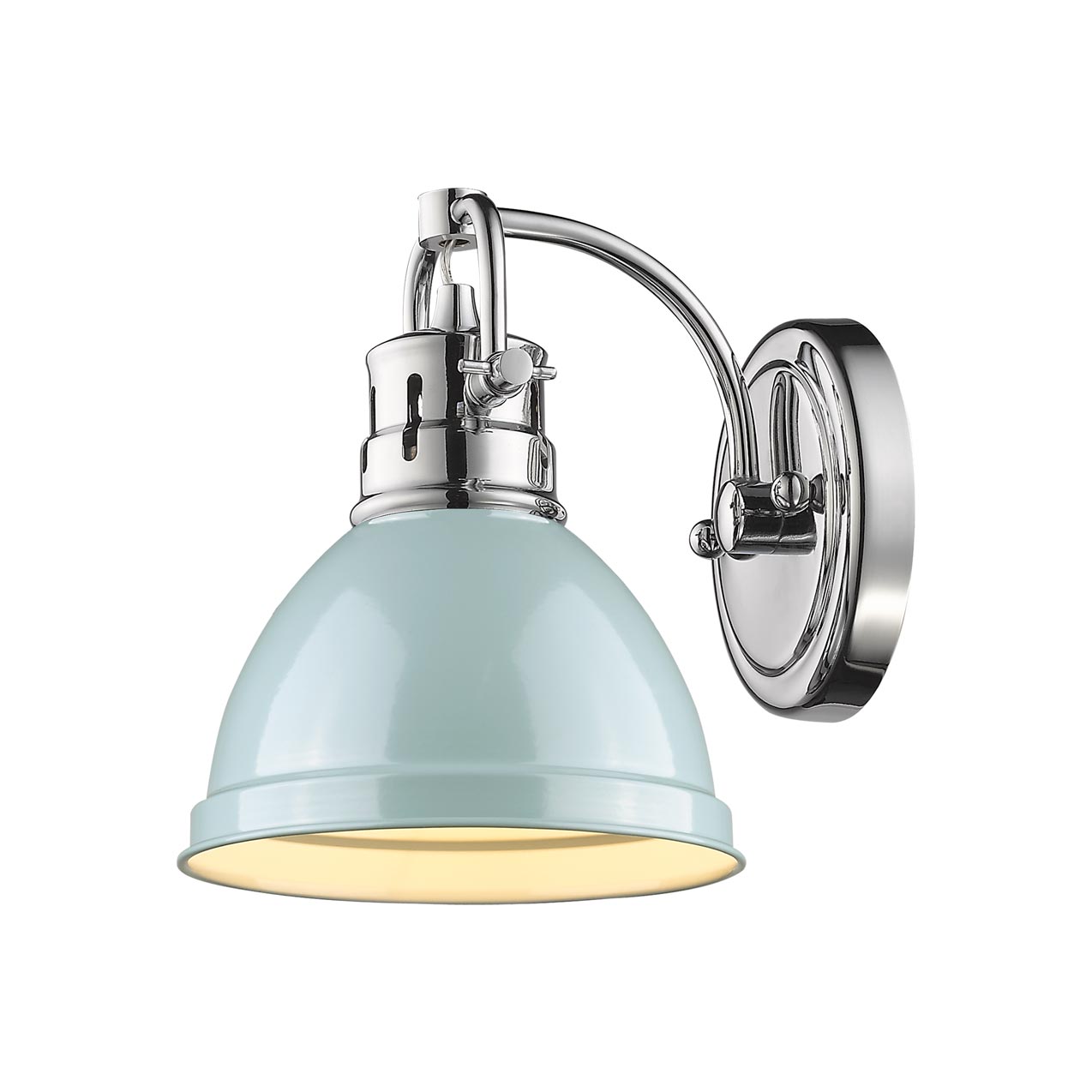 Yep by Golden Lighting Duncan 1-light Vanity in Chrome and Seafoam shade - - Golden Lighting
